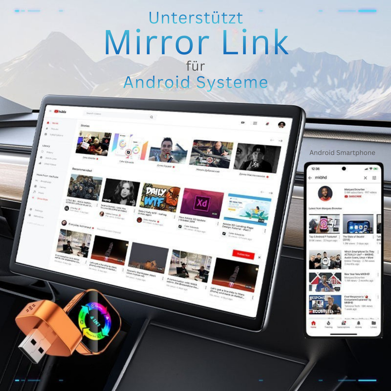 Wireless CarPlay Adapter 4in1 AirPlay MirrorLink Sat Nav Music Car iOS Android