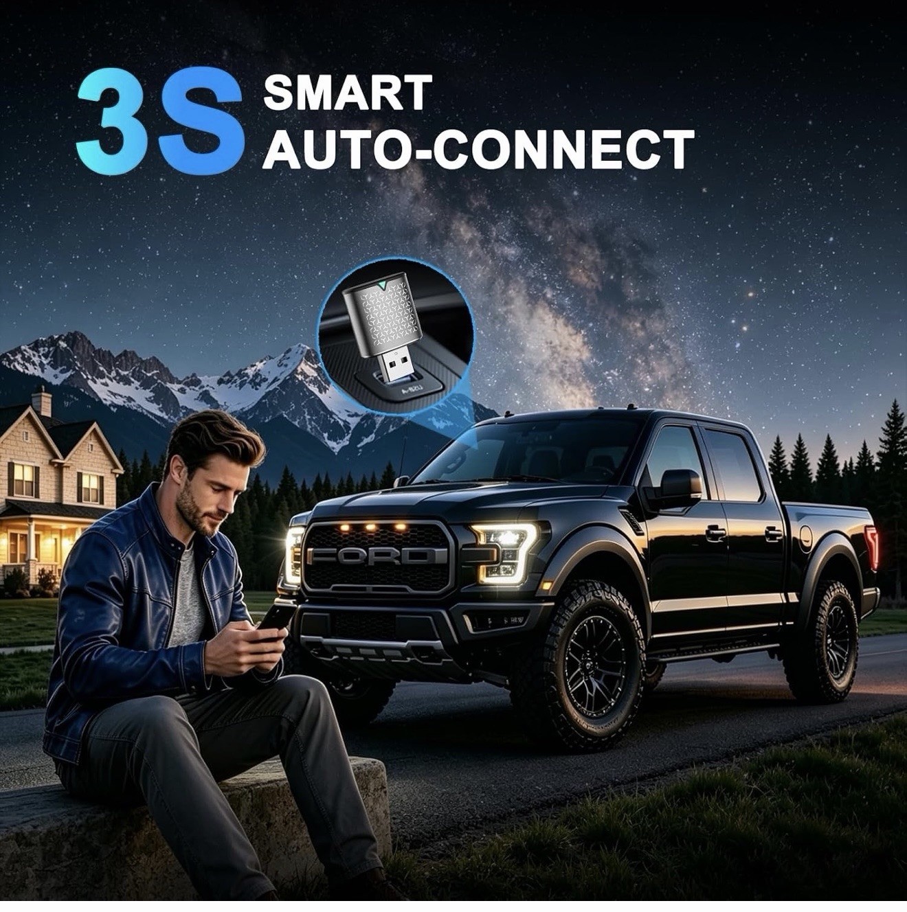 Wireless Carplay Adapter for iPhone, Bluetooth Car Play Dongle