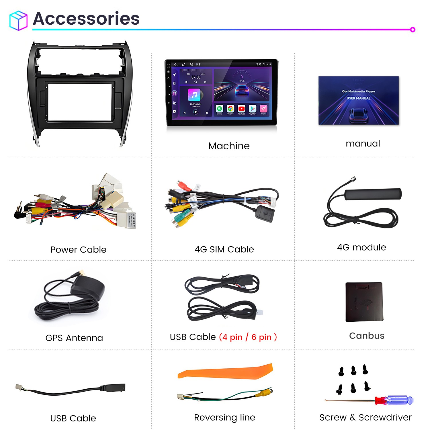 8Core 6+128G Android14 Carplay Car Stereo Radio GPS Nav For Toyota Camry 12-2014