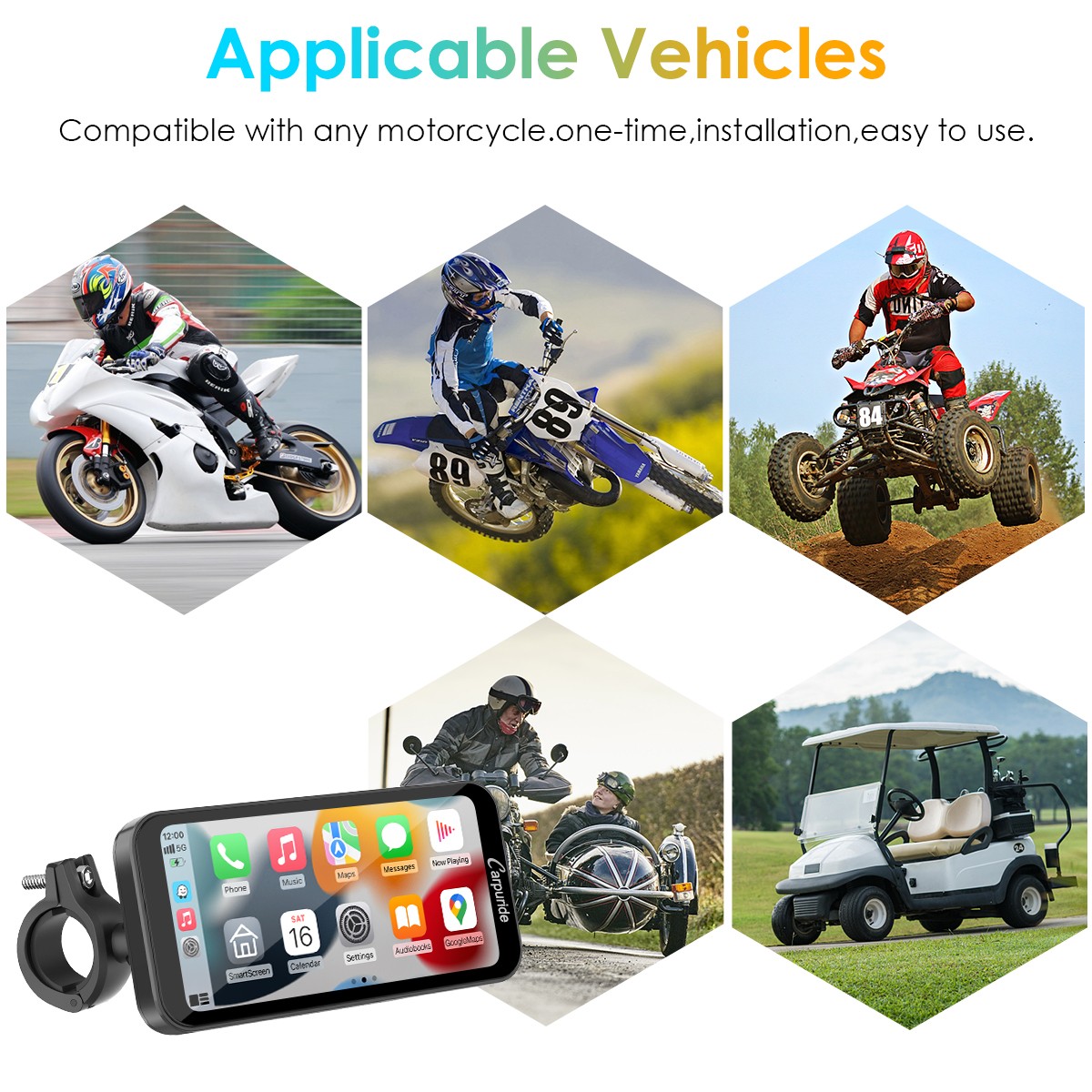 Carpuride W603 Wireless Portable Motor Stereos Carplay Android Auto BT Audio GPS