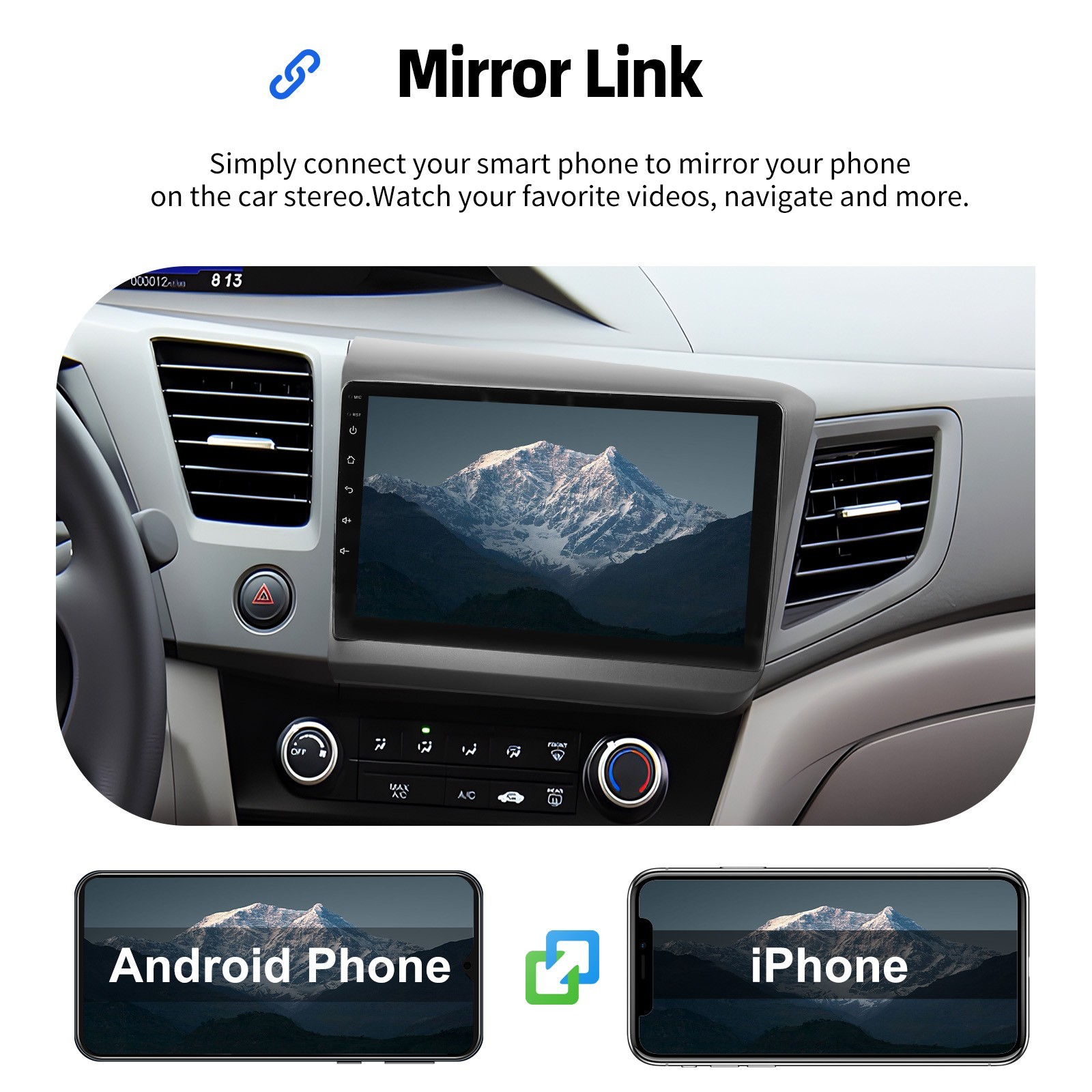For Honda Civic 2012 Android 15 Carplay 9 inch Car Stereo WIFI GPS Navi 4+64G BT