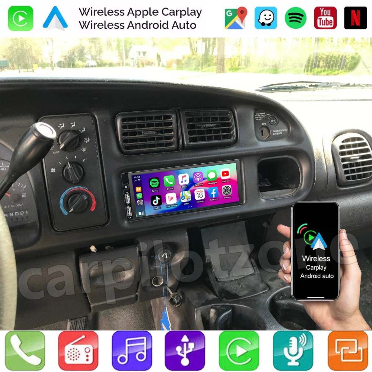 For 1994–2002 Dodge Ram 1500 2500 3500 Android 13 Carplay Car Stereo Radio GPS