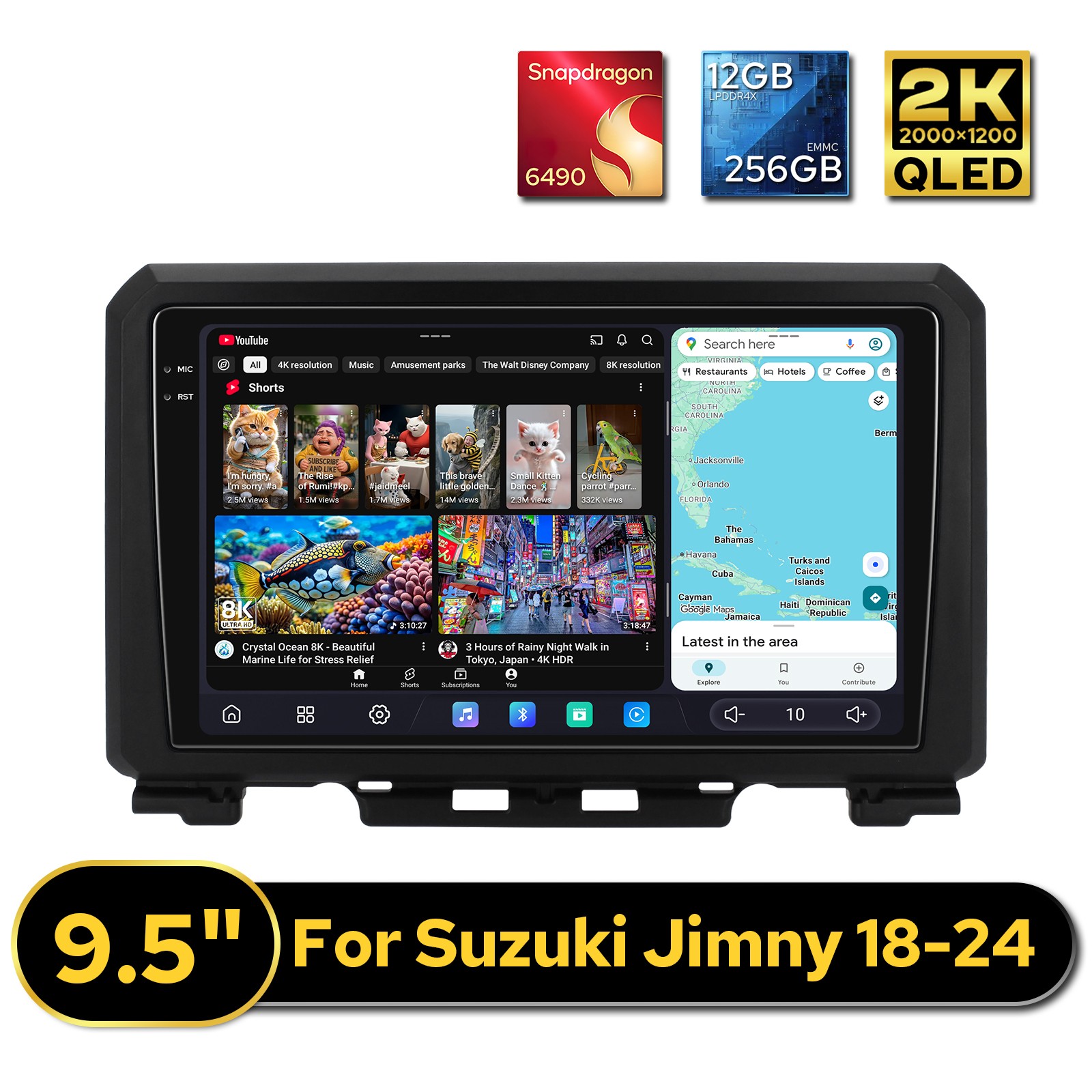 9.5″ QLED Touch Screen Head Unit for 2018-2024 Suzuki Jimny Support 360 Cameras