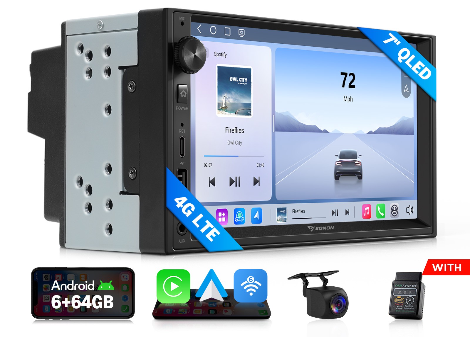 Eonon UX6S2 2DIN 7″ QLED 6+64GB Android 13 Car Stereo Radio Wireless CarPlay GPS