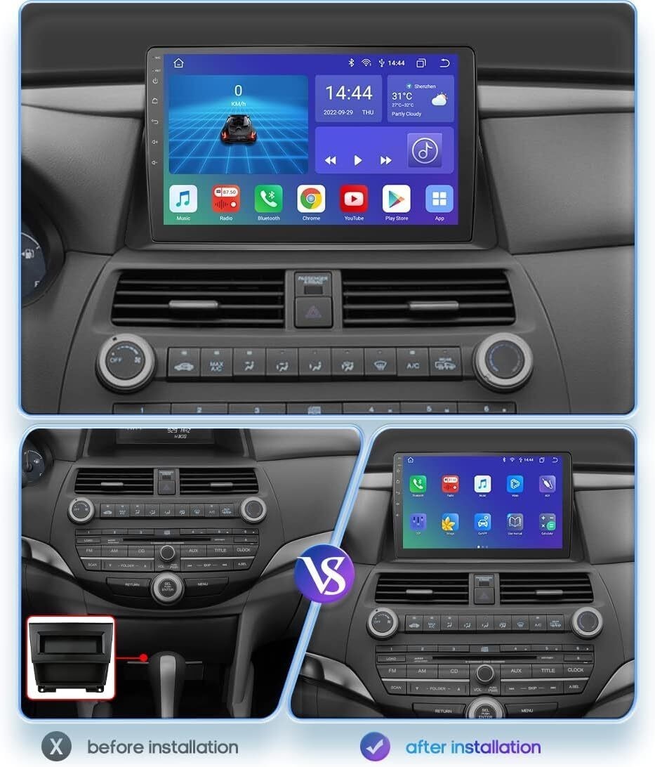 Car Radio Stereo Carplay For 2008-2012 Honda 8th Accord 4+64G 10in Cam FM
