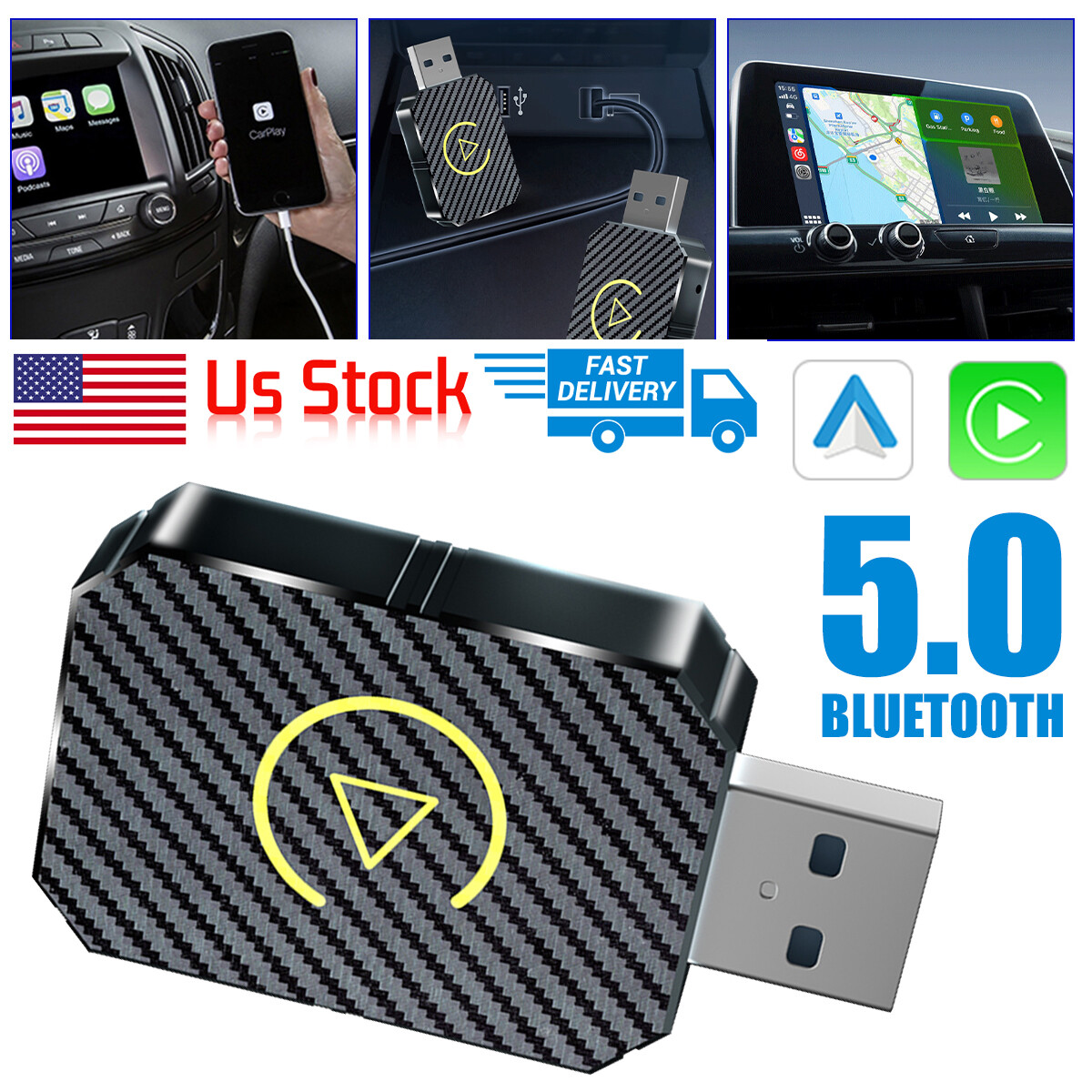 2025 Wireless Carplay Adapter Android Auto Adapter USB Car Dongle Connect Box_