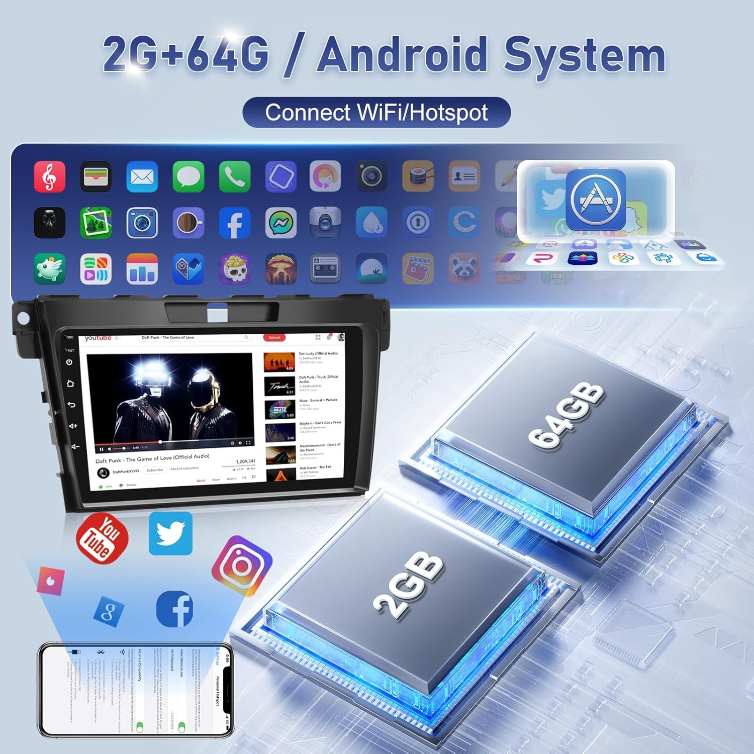 32G Apple CarPlay Car Stereo For Mazda CX-7 2007-2014 Android 13 GPS wifi Radio