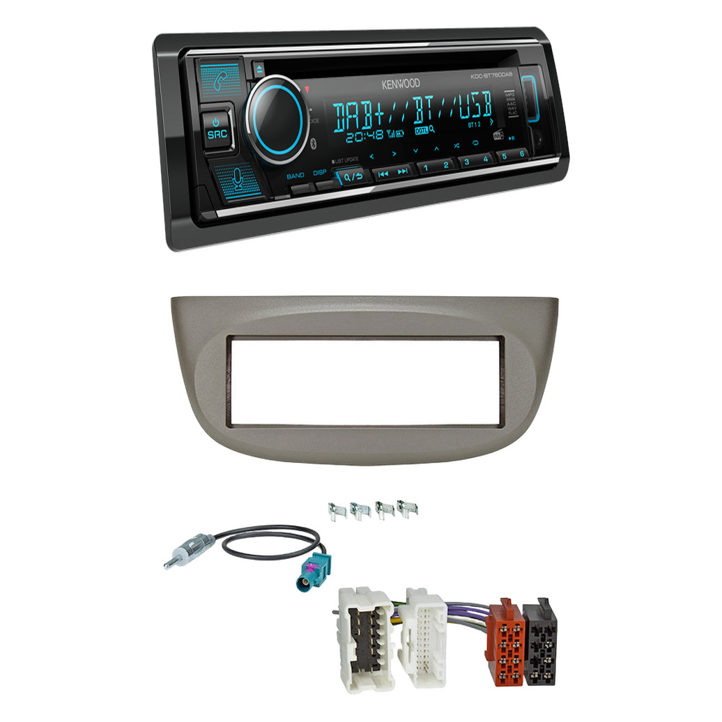 Kenwood KDC-BT760DAB Radio DAB Bluetooth with installation kit for Renault Twingo from 201