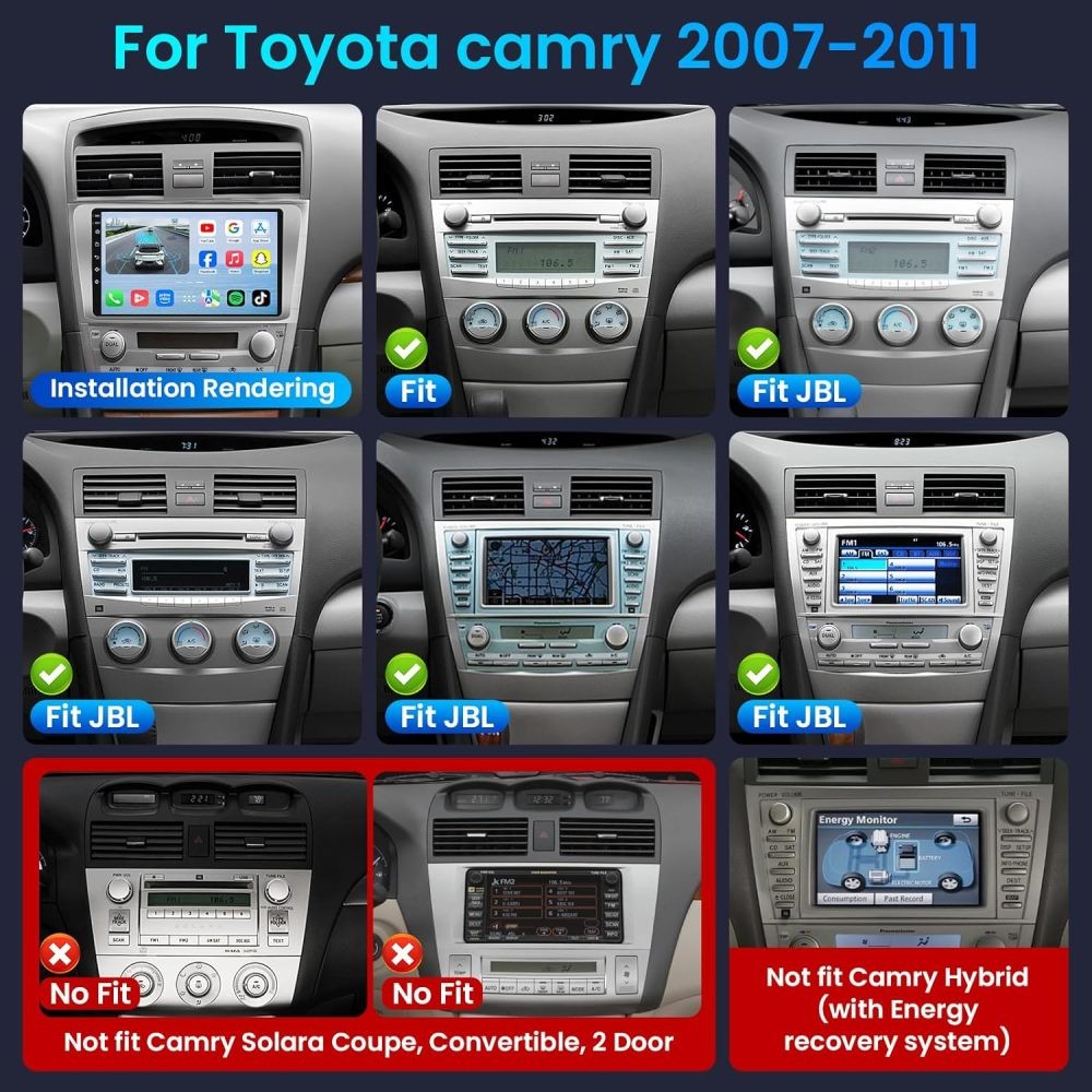 9 Inch For TOYOTA CAMRY 2007-2011 Apple Carplay Android 15 Car Stereo Radio SWC