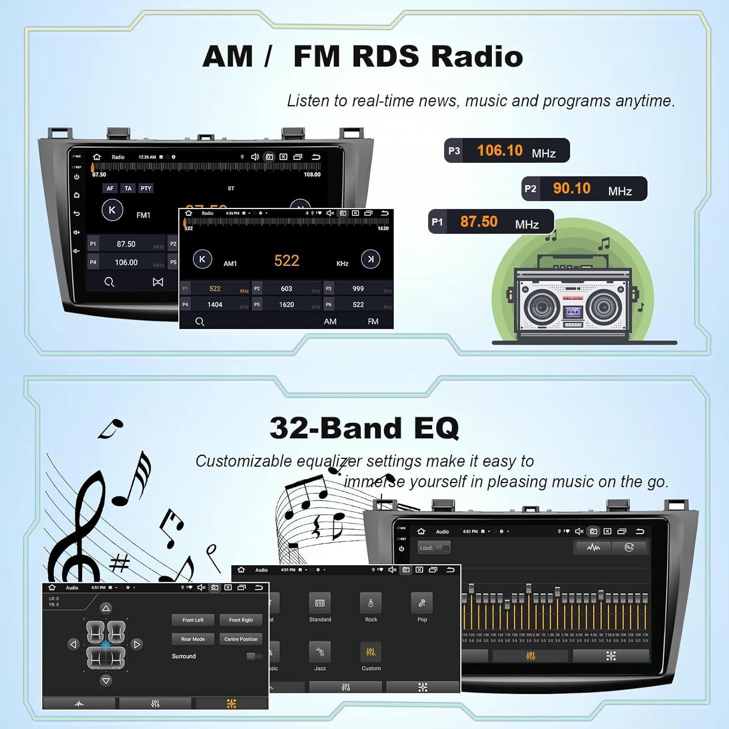 9″ Auto Stereo Video GPS Radio for Mazda 3 2010-2013 WiFi BT Android13.0 4+64G