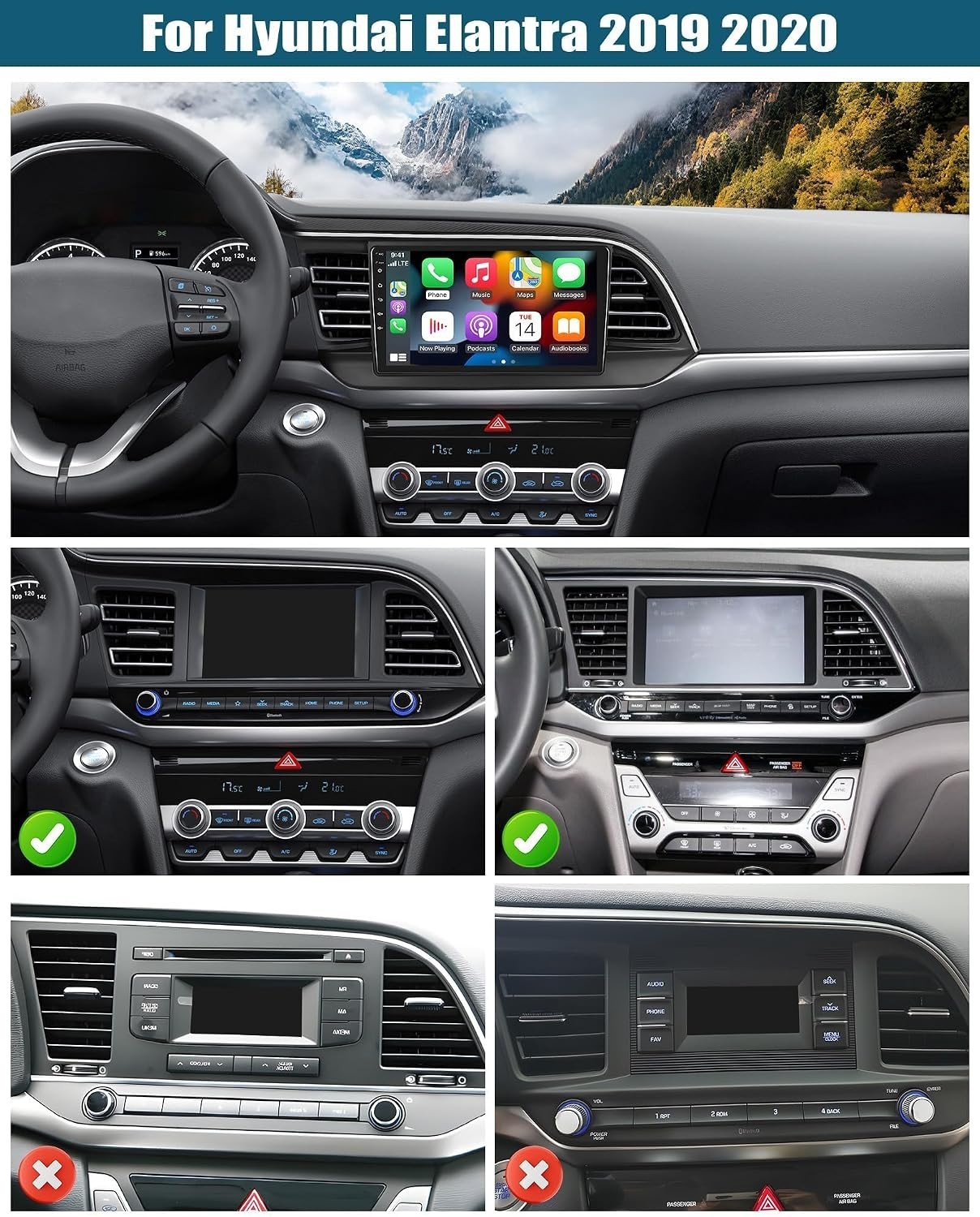 SIXTOP 4G+64G Android Car Stereo for Hyundai Elantra 2019 2020 Wireless CarPl…
