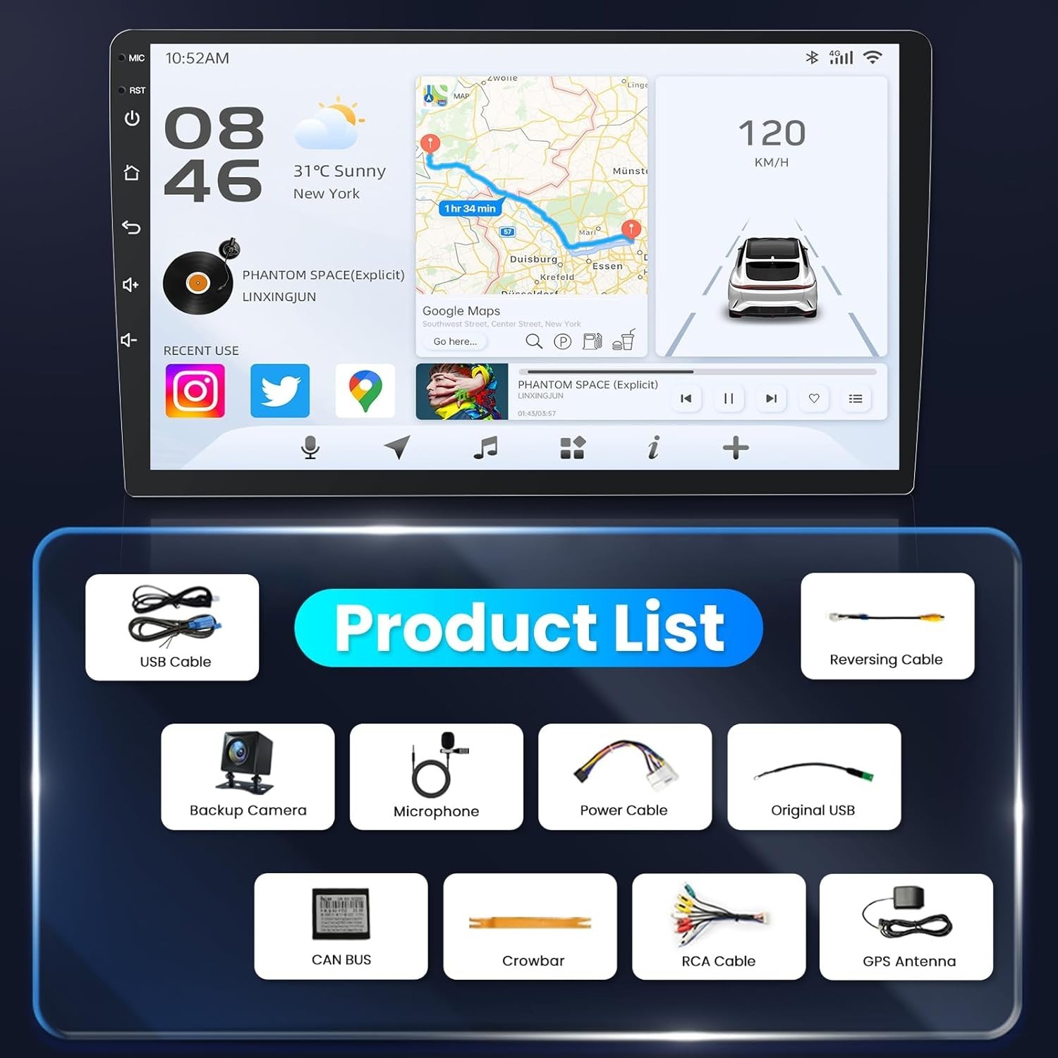 Car Radio Stereo Carplay For 2012-2016 Honda CR-V 2+32G 10in 4+64G Media