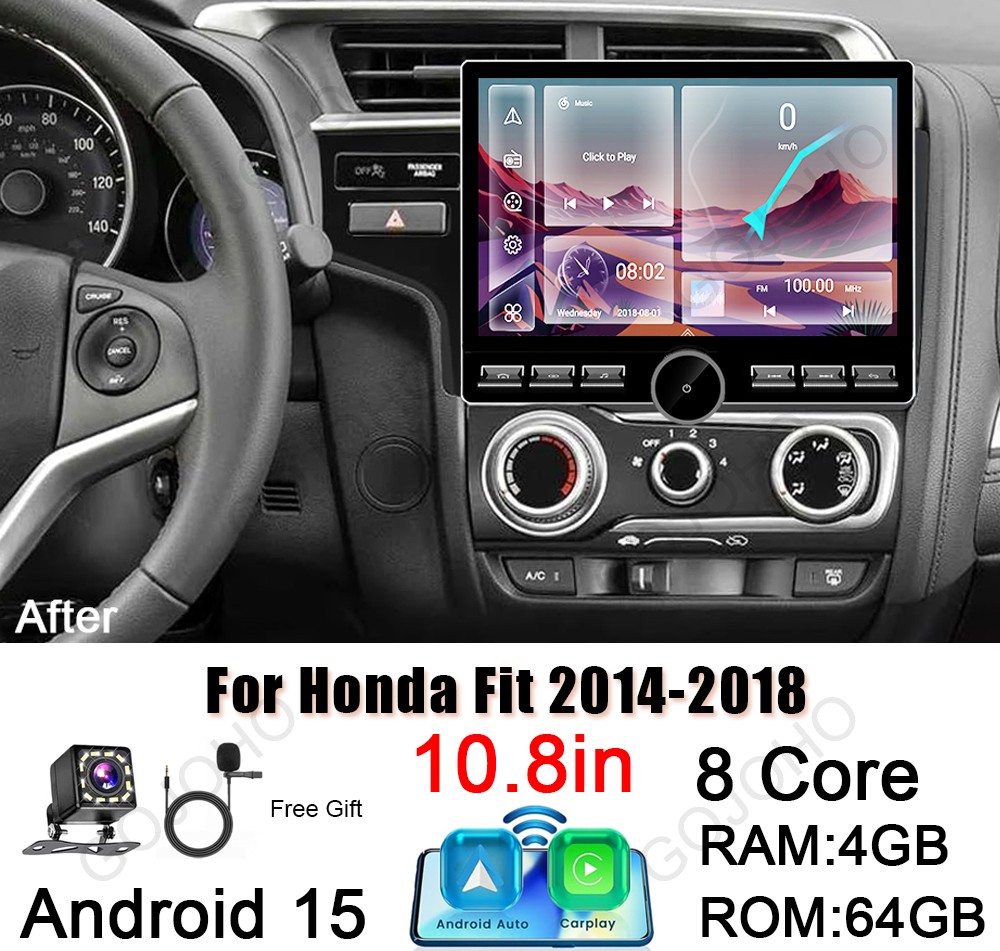 4+64GB For 2014-2018 Honda Fit Android 15 Carplay Car Stereo GPS Radio Navi WIFI