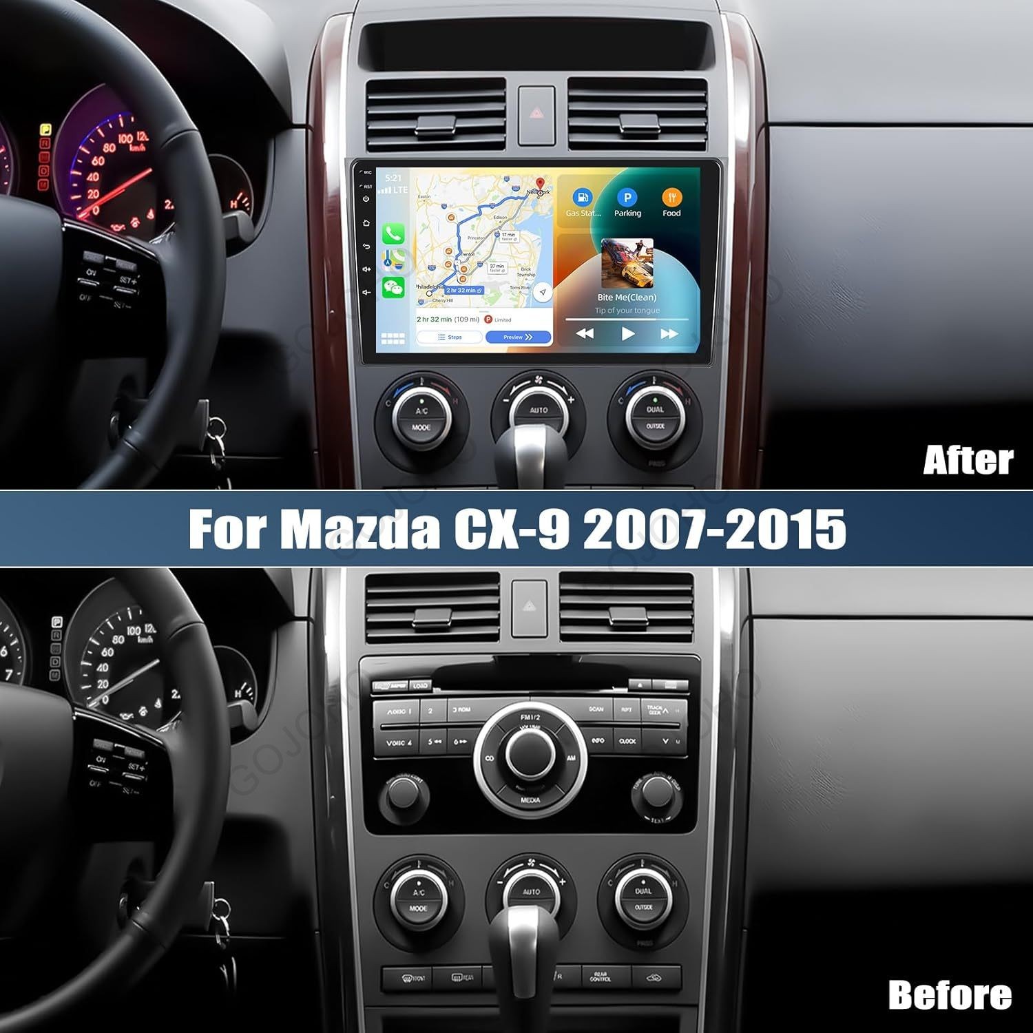 4+64G For 2007-2015 Mazda CX-9 Carplay Android 13 Stereo Radio GPS WiFi FM Navi