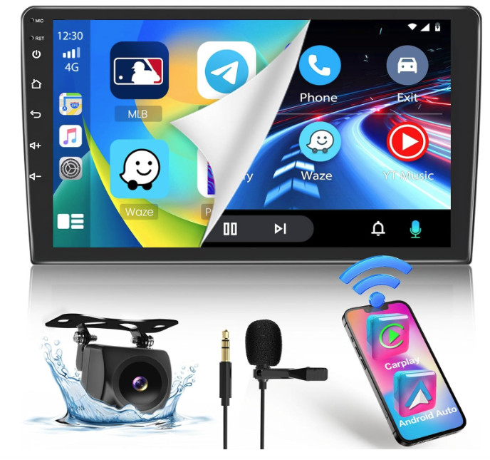 10.1″ Double 2 Din Car Radio Android 13 GPS WIFI BT Carplay Touch Screen Stereo