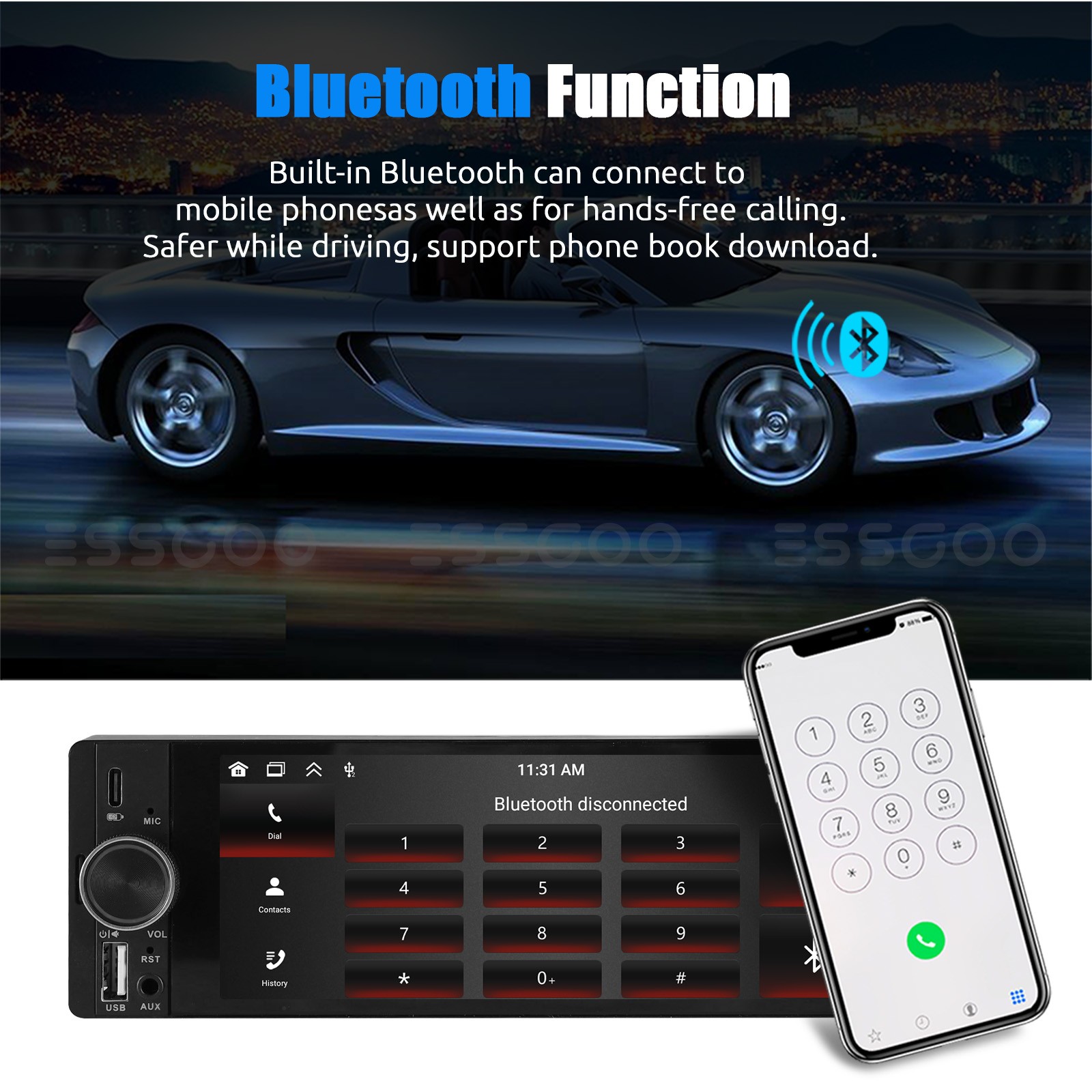 7″ Car Radio For Apple Carplay Android Single 1Din Touch Screen Stereo Bluetooth