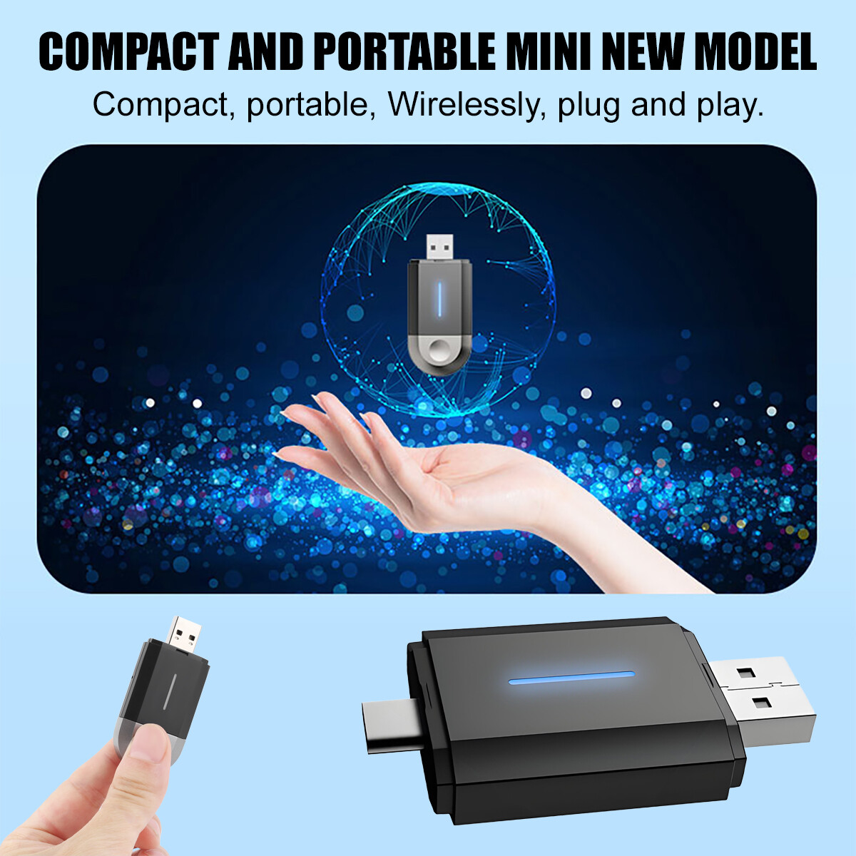 USB Wireless CarPlay Adapter.For iPhone Apple Wireless Carplay Dongle Plug&Play—