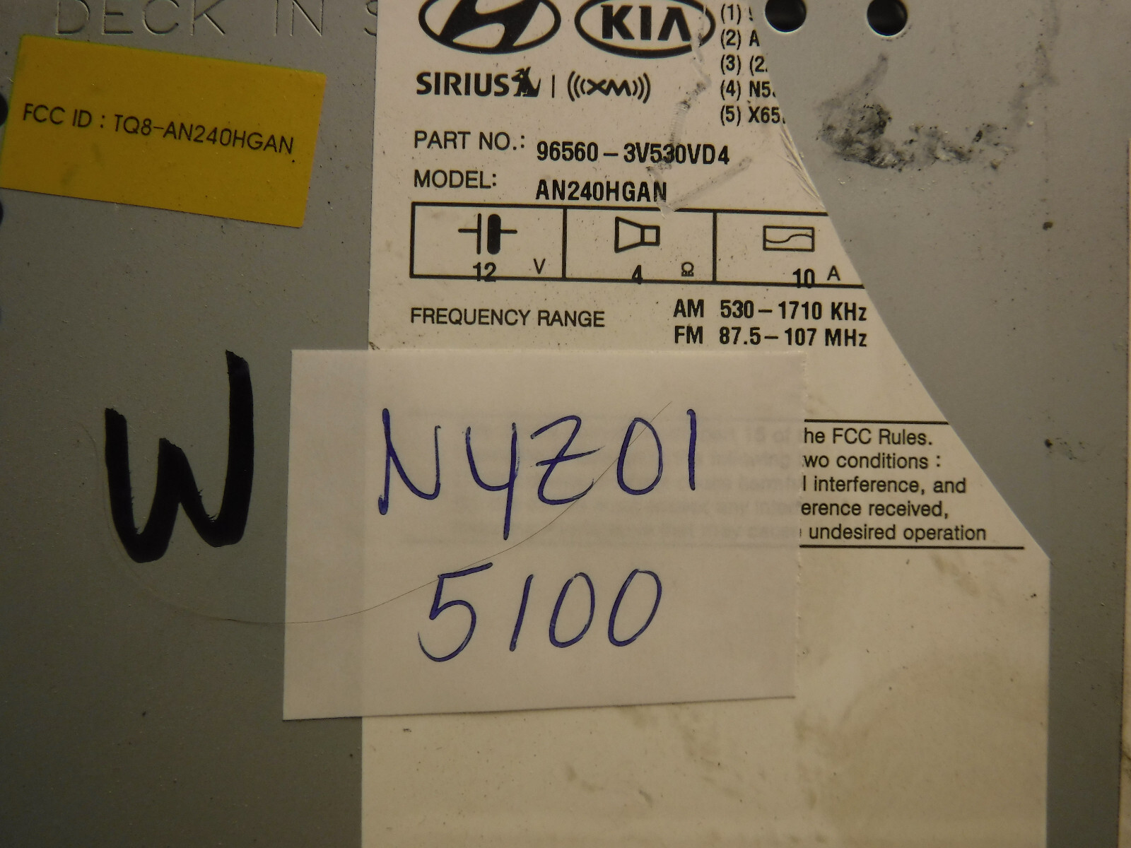 15 16 17 Hyundai Azera Gps Navigation Radio Cd 96560-3V530VD4 NYZ01