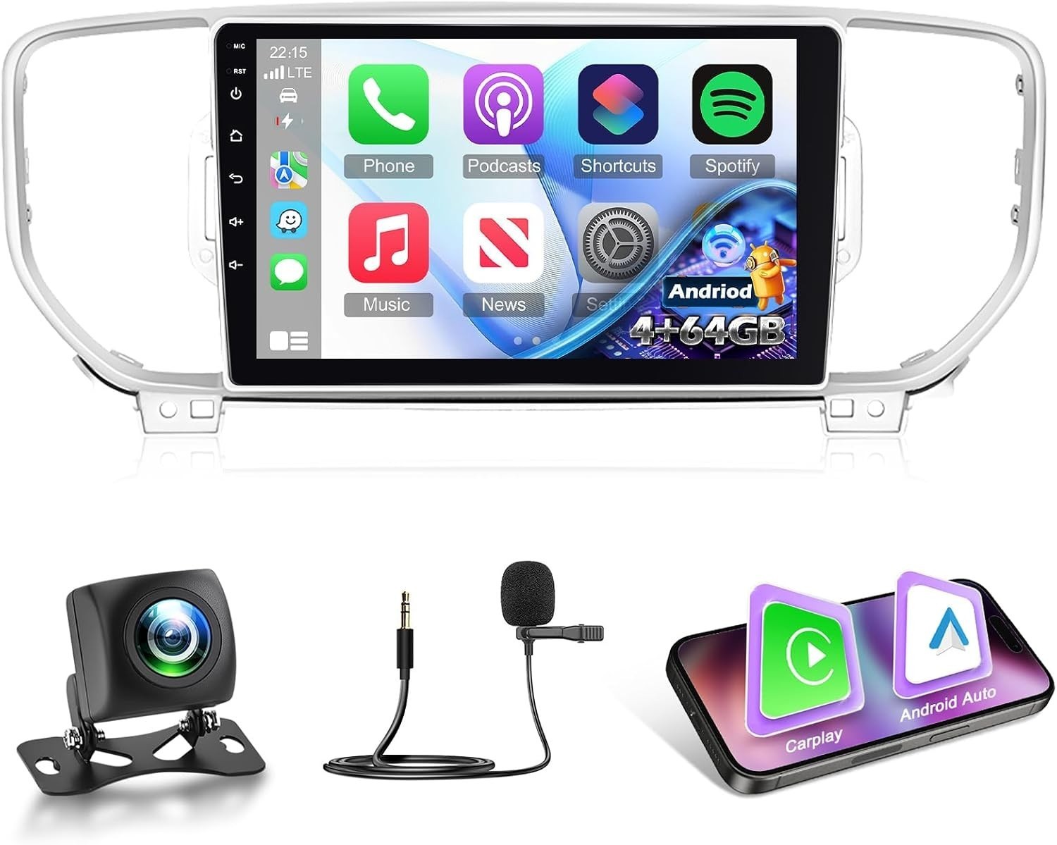 Car Radio Stereo Carplay For 2016-2019 Kia Sportage Android 15 EQ