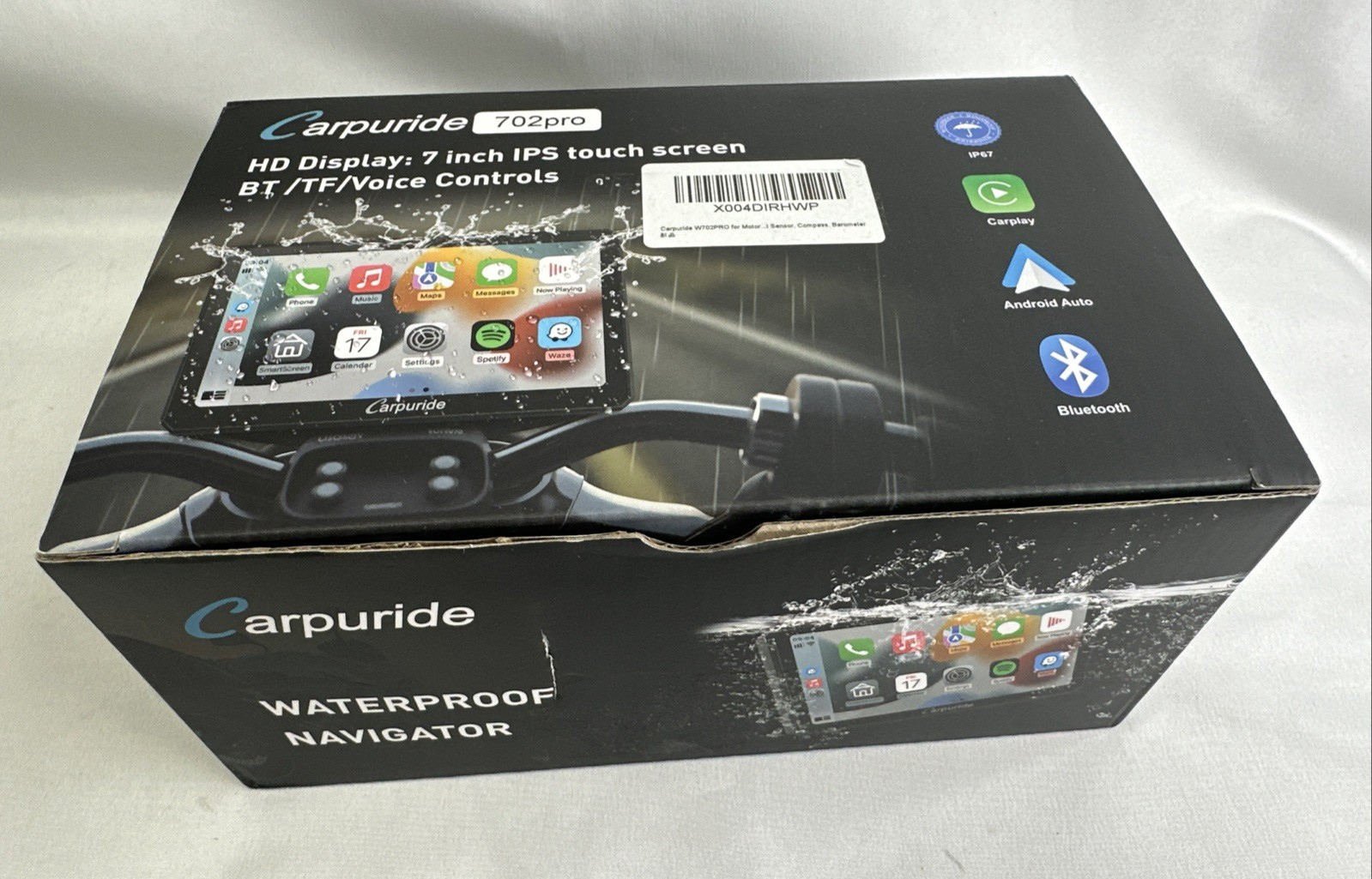 Carpuride W702PRO Motorcycle CarPlay Android Auto Dual Bluetooth – 7″ – New Open