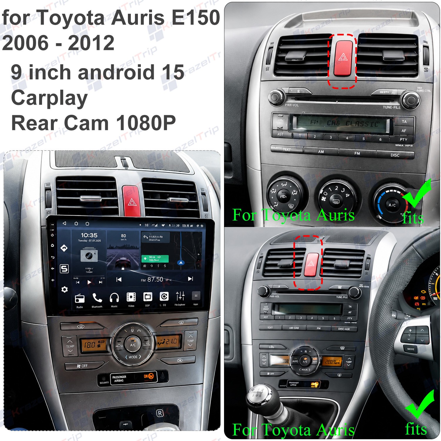8 Core 64GB Android Stereo for Toyota Auris E150 2006-2012 Car Radio Carplay