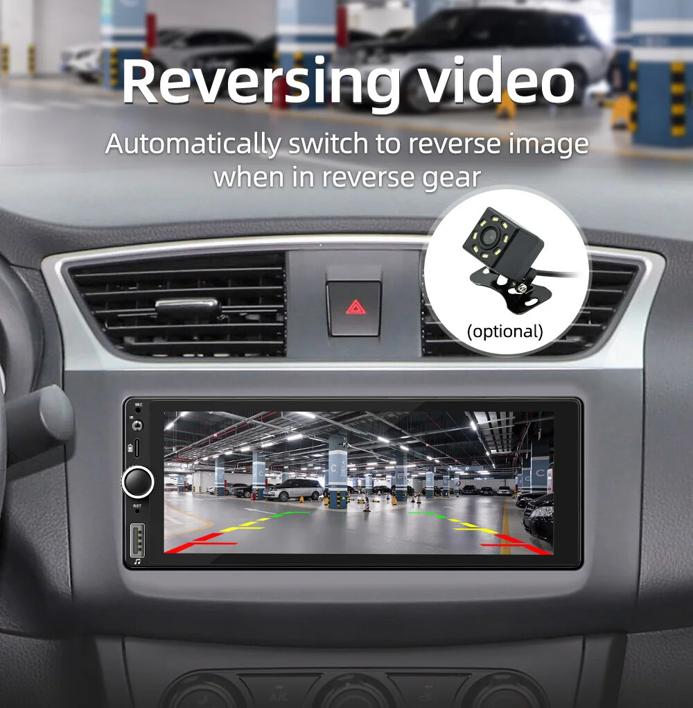 1din 6.86″ HD Car Radio Multimedia Link Bluetooth USB FM Camera MP5 Player