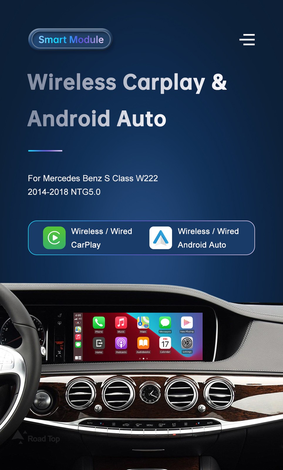Wireless Carplay Android Auto Interface For Benz C Class GLC 2015-2018 NTG5.0