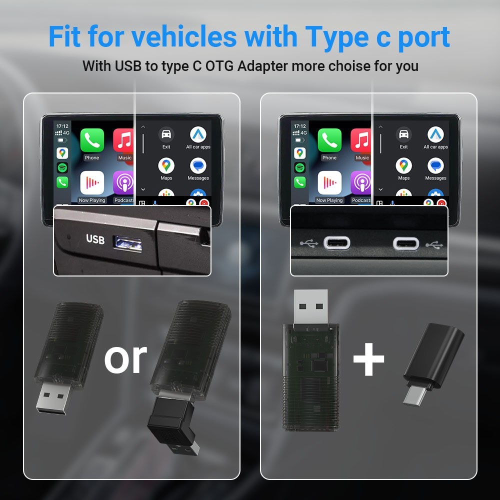 2 in1 Wireless Carplay Android Auto Adapter WiFi BT Auto Connect USB Dongle AU