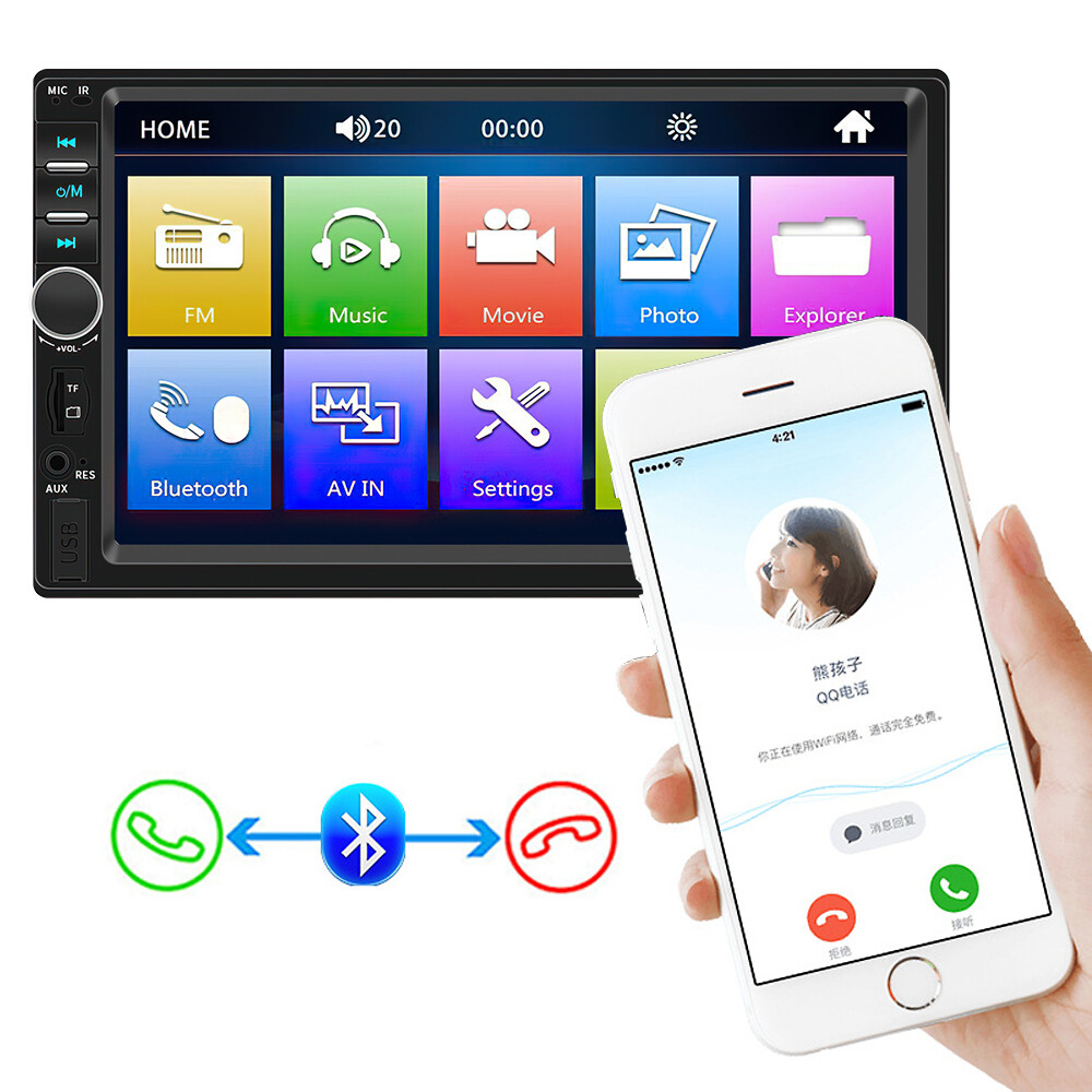 2 Din 7″ Car Stereo Mirrorlink-GPS Bluetooth Radio Car MP5 Player+Rear Camera