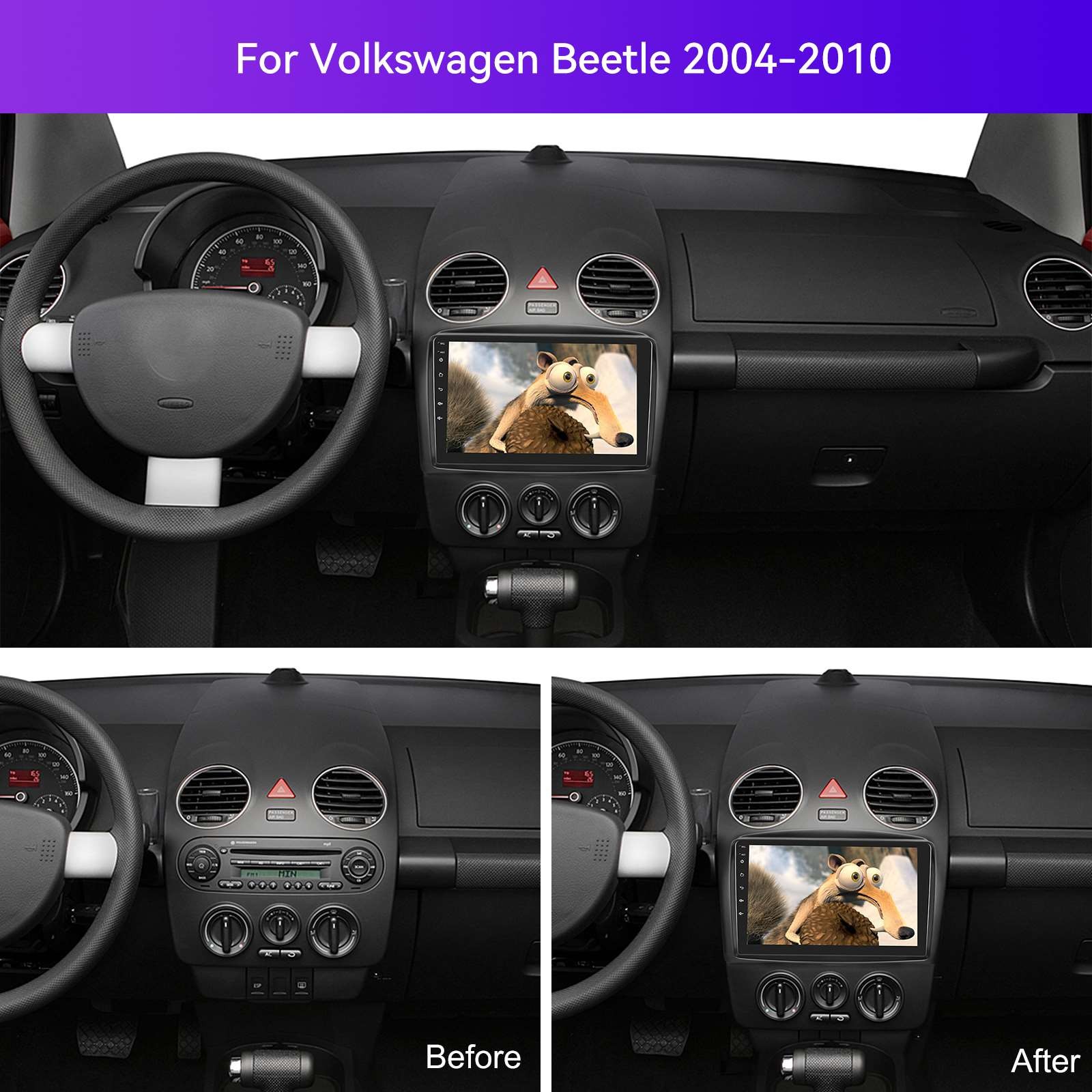 4+64GB Carplay For VW Beetle 2001-2010 Android 15 Car Radio Stereo Navi GPS Unit