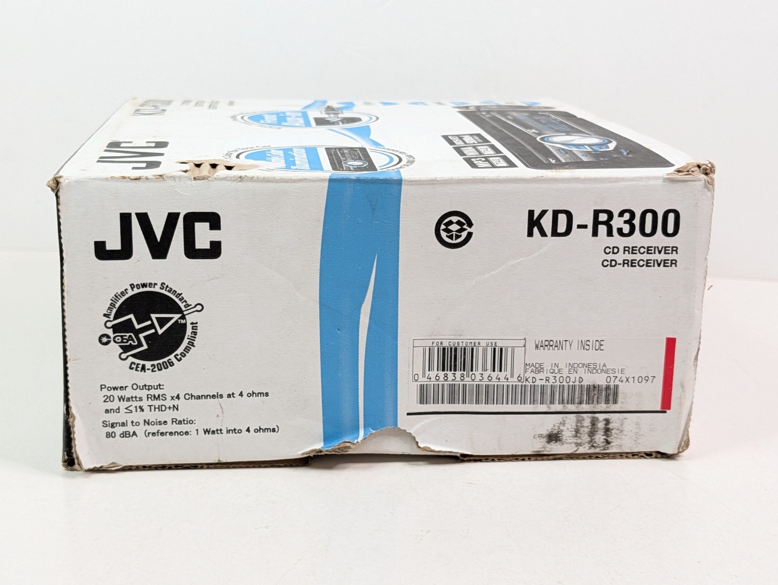 JVC KD-R300 CD MP3 WMA Car Stereo Radio Receiver HD Radio Ready 1 DIN Black