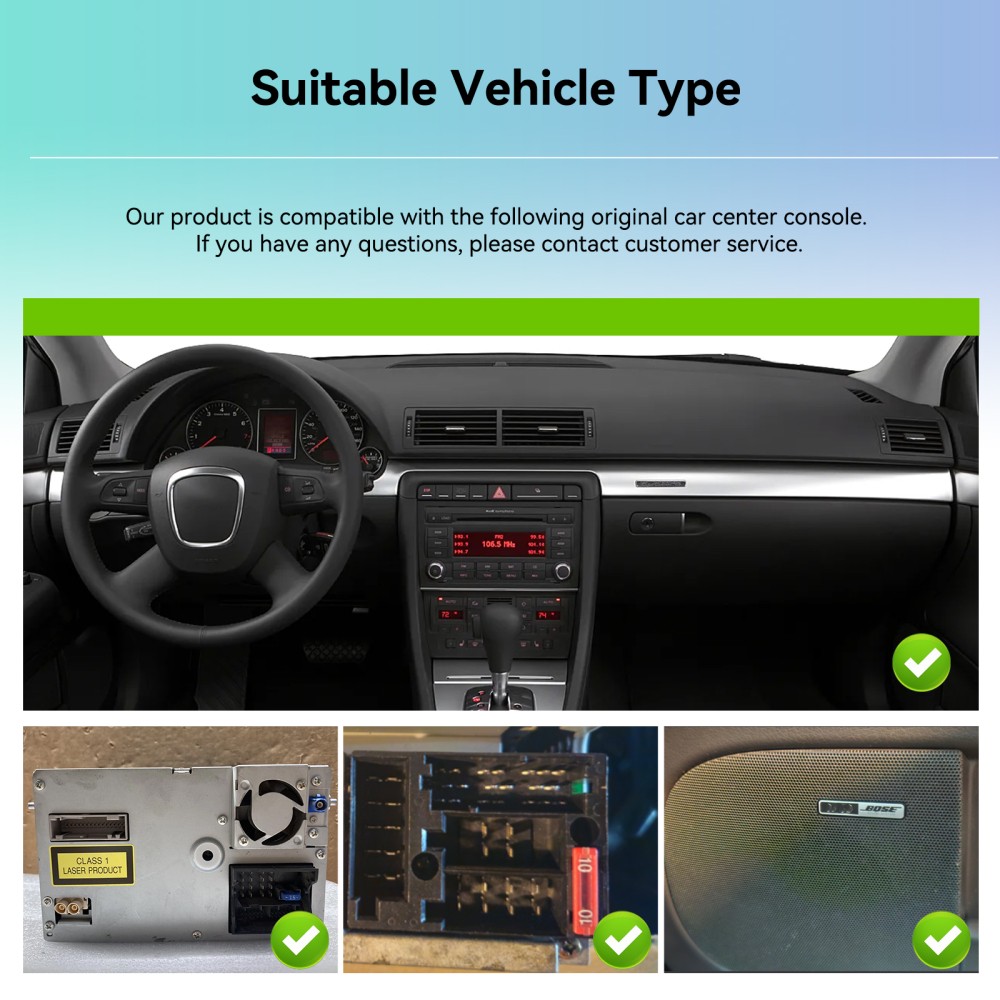 9″ Android 15 Apple Carplay Car Stereo Radio GPS Wifi Navi For Audi A4 2002-2008