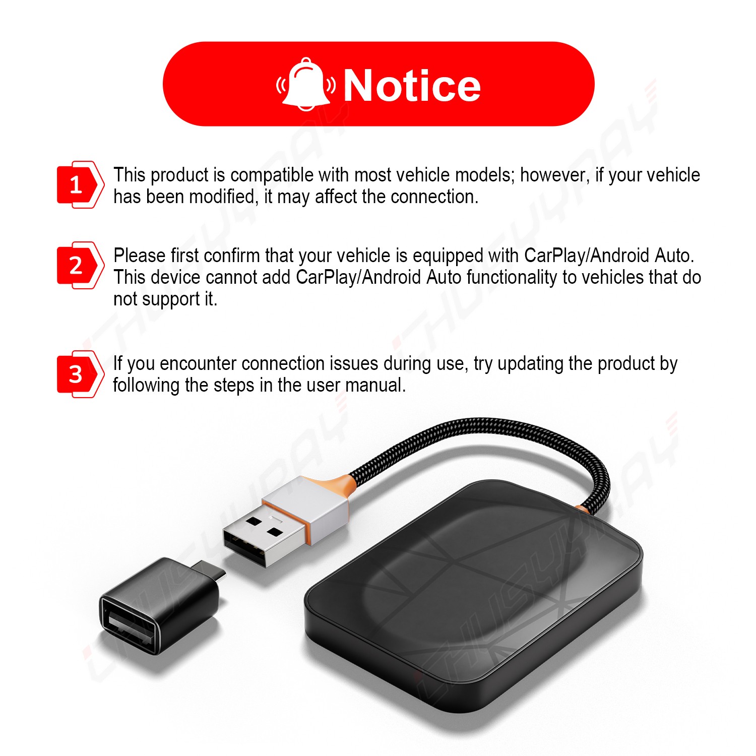 Mini Wireless Carplay Dongle Android Auto Adapter USB Car Connect Box Adapter