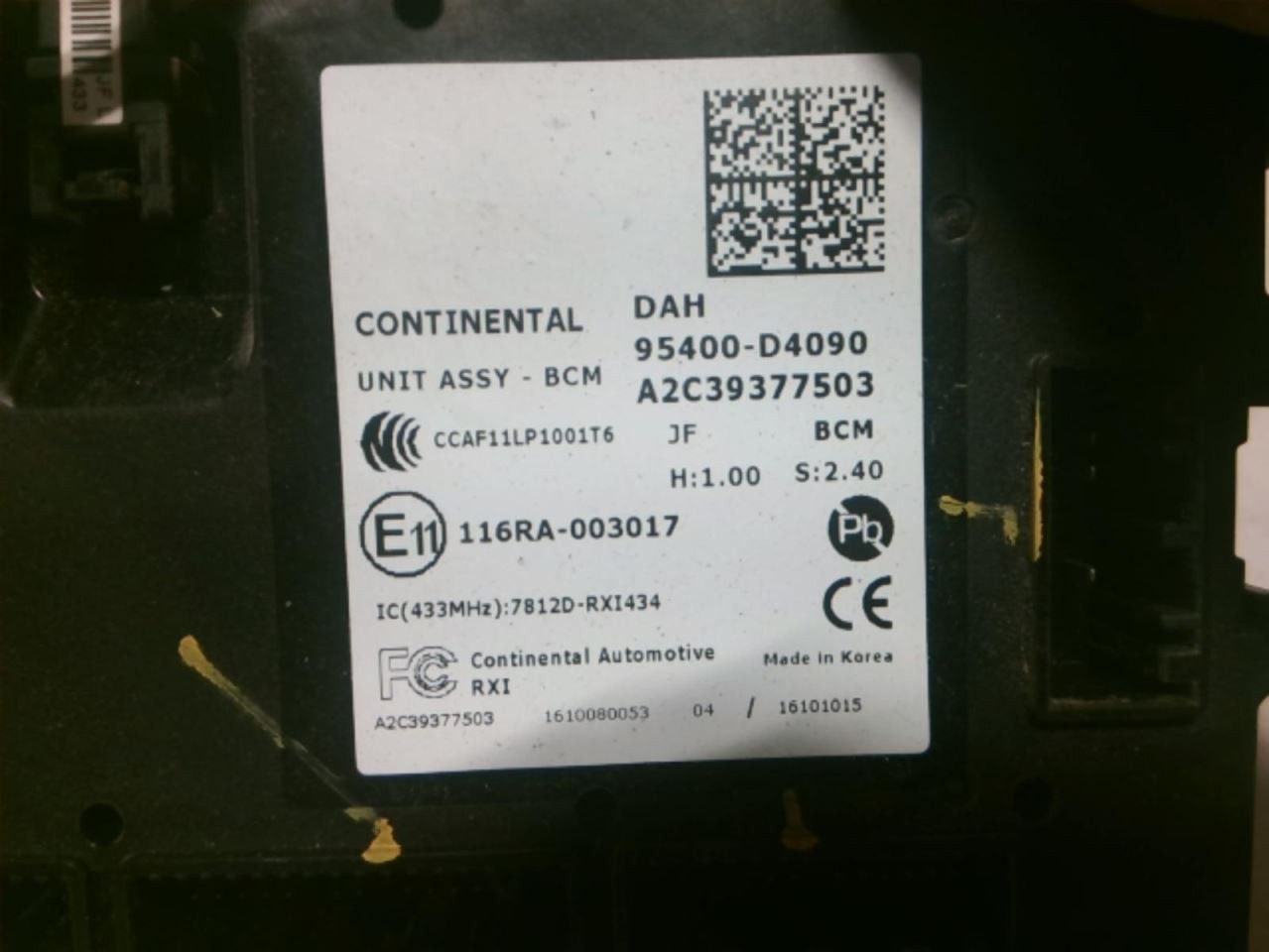 Chassis ECM Body Control BCM Right Hand Dash VIN K LX Fits 16-18 OPTIMA 116833