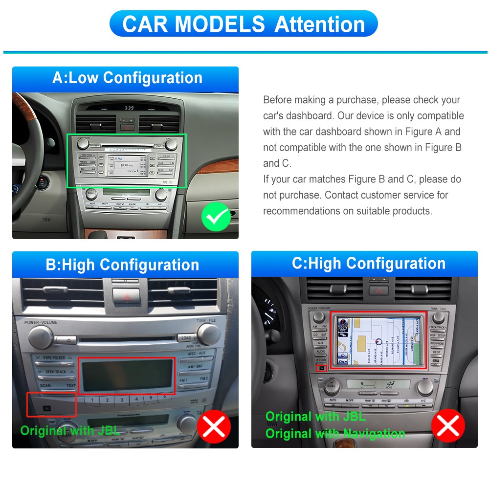 9 Inch For TOYOTA CAMRY 2007-2011 Apple Carplay Android 15 Car Stereo Radio SWC