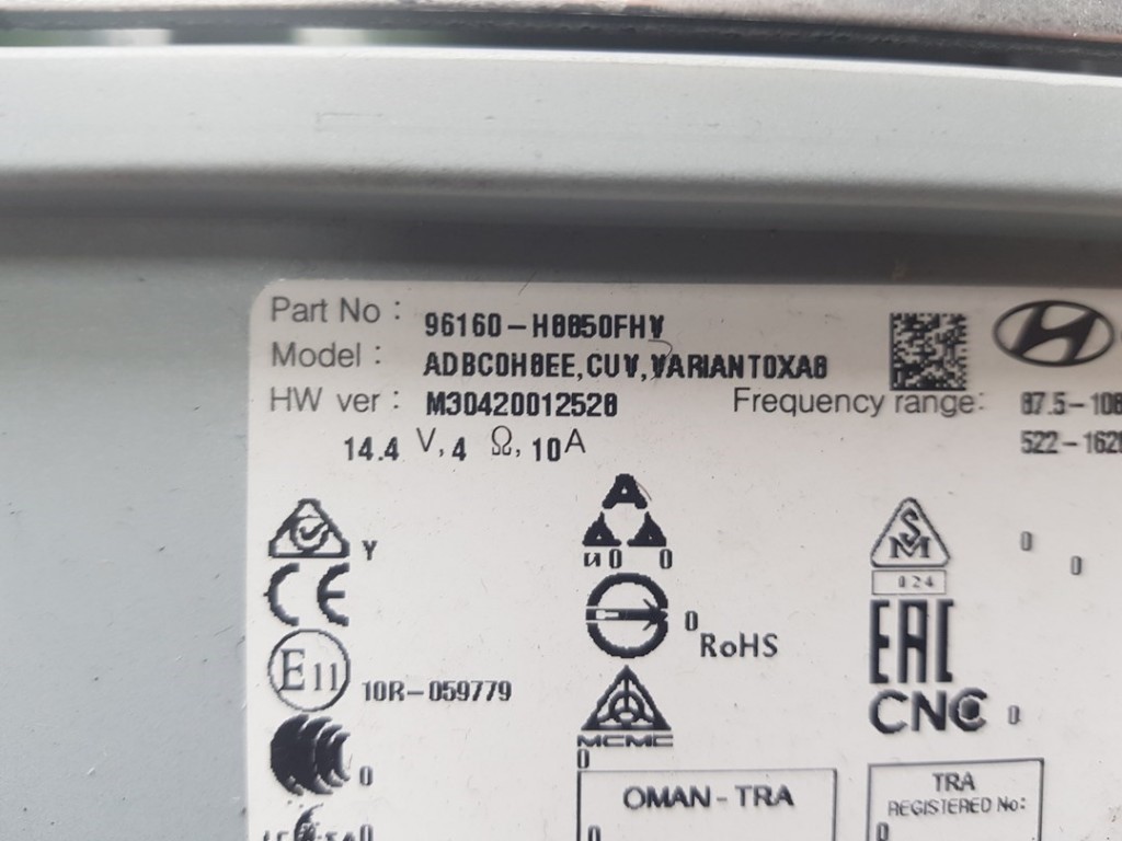 RADIO RADIO Kia Stonic (YB) SUV 1.0i T-GDi 12V (G3LC) 2019 96160H8850FHV