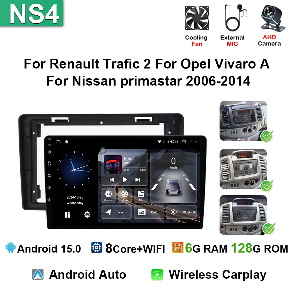 For Nissan Primastar 2006-2014 Stereo Android Carplay Car Radio GPS Multimedia