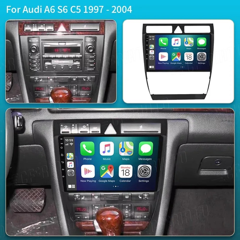 Android 15 For Audi A6 C5 S6 1997-2004 Apple Carplay GPS Navi Car Stereo Radio