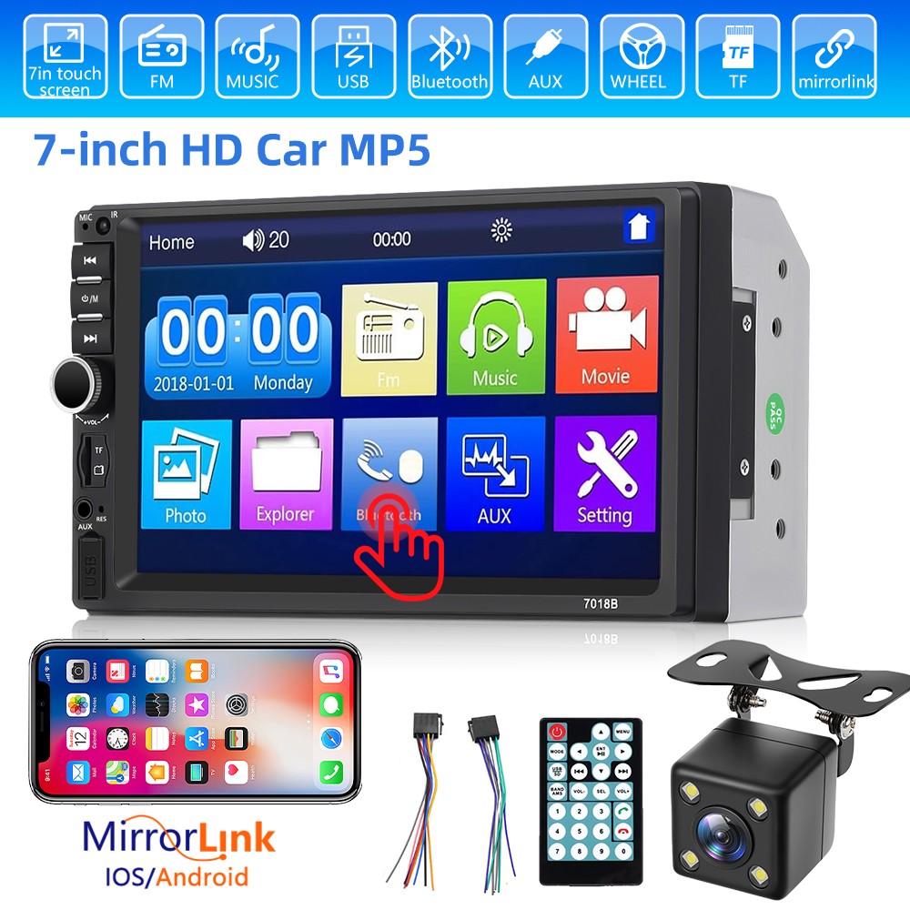 7″ Car Stereo Radio Double 2 DIN Touch Screen For IOS & Android GPS Bluetooth FM