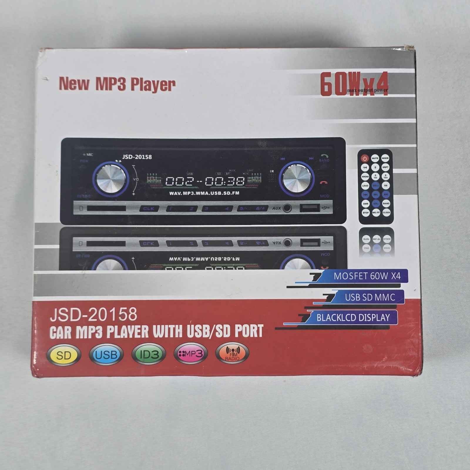 Car MP3 PLAYER USB SD Port FM Radio 60 Watts X 4 JDS-520 w/ Remote Open Box