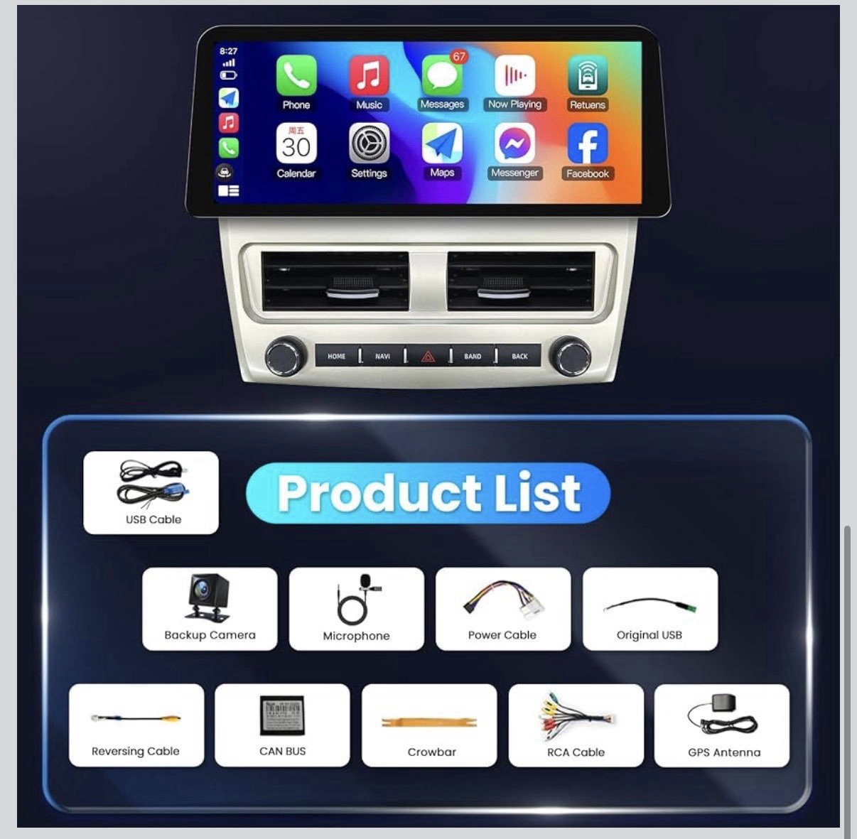12” Carplay for Toyota Camry 2006-2011 Android Auto Car Radio GPS Navi WIFI BT