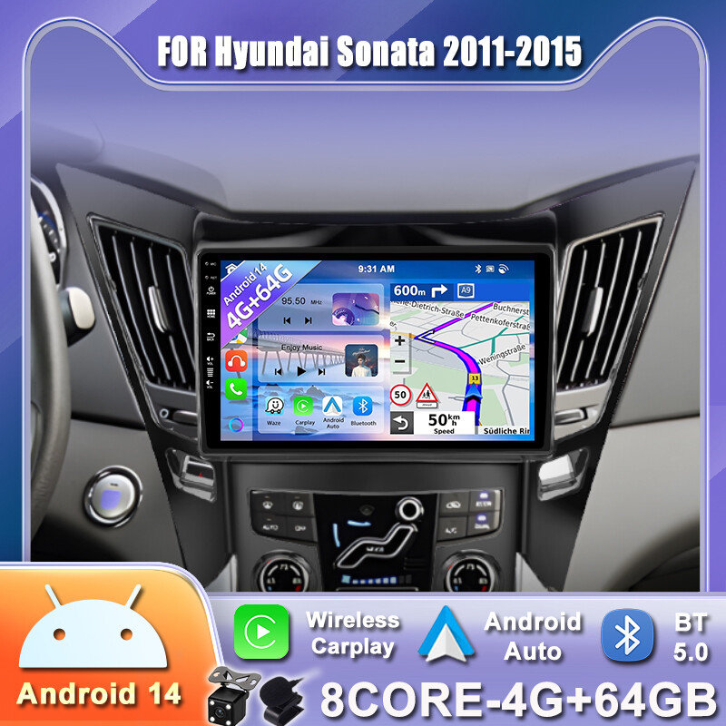 Car Radio Stereo FOR Hyundai Sonata 2011-2015 Car Play GPS Android 14 AHD 8 CORE
