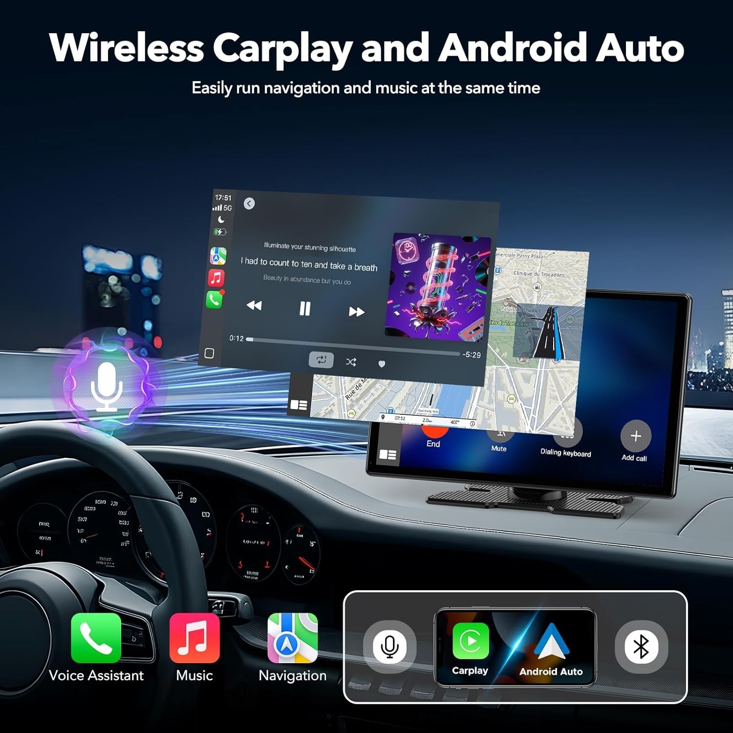 Carplay Display Screen with Net-flix Youtube Tiktok 9 inch Wireless CarPlay
