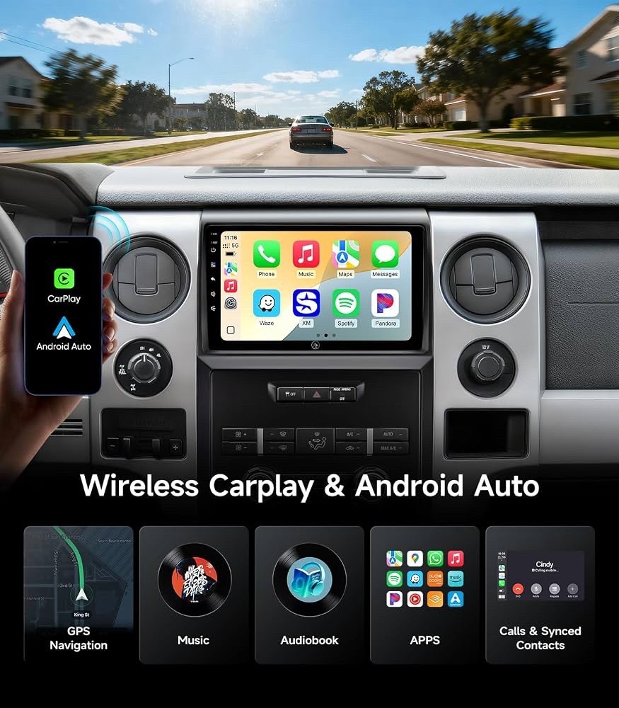 Car Radio Stereo for Ford F150 09-14, Wireless CarPlay & Android Auto 9-inch IPS