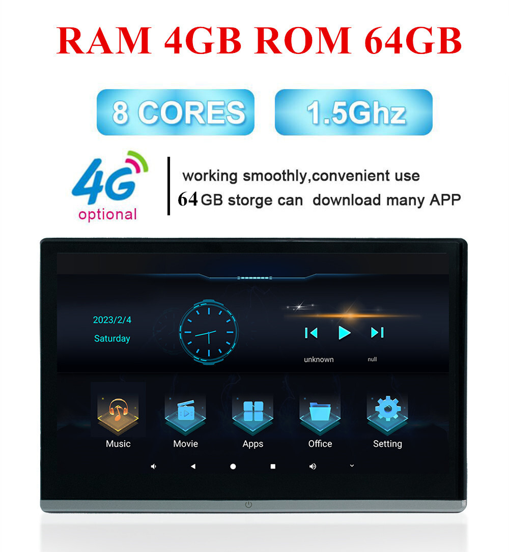 2PCS Android 11 Car Rear Headrest Monitor Player 13.3in Touch Screen 4+64G WIFI