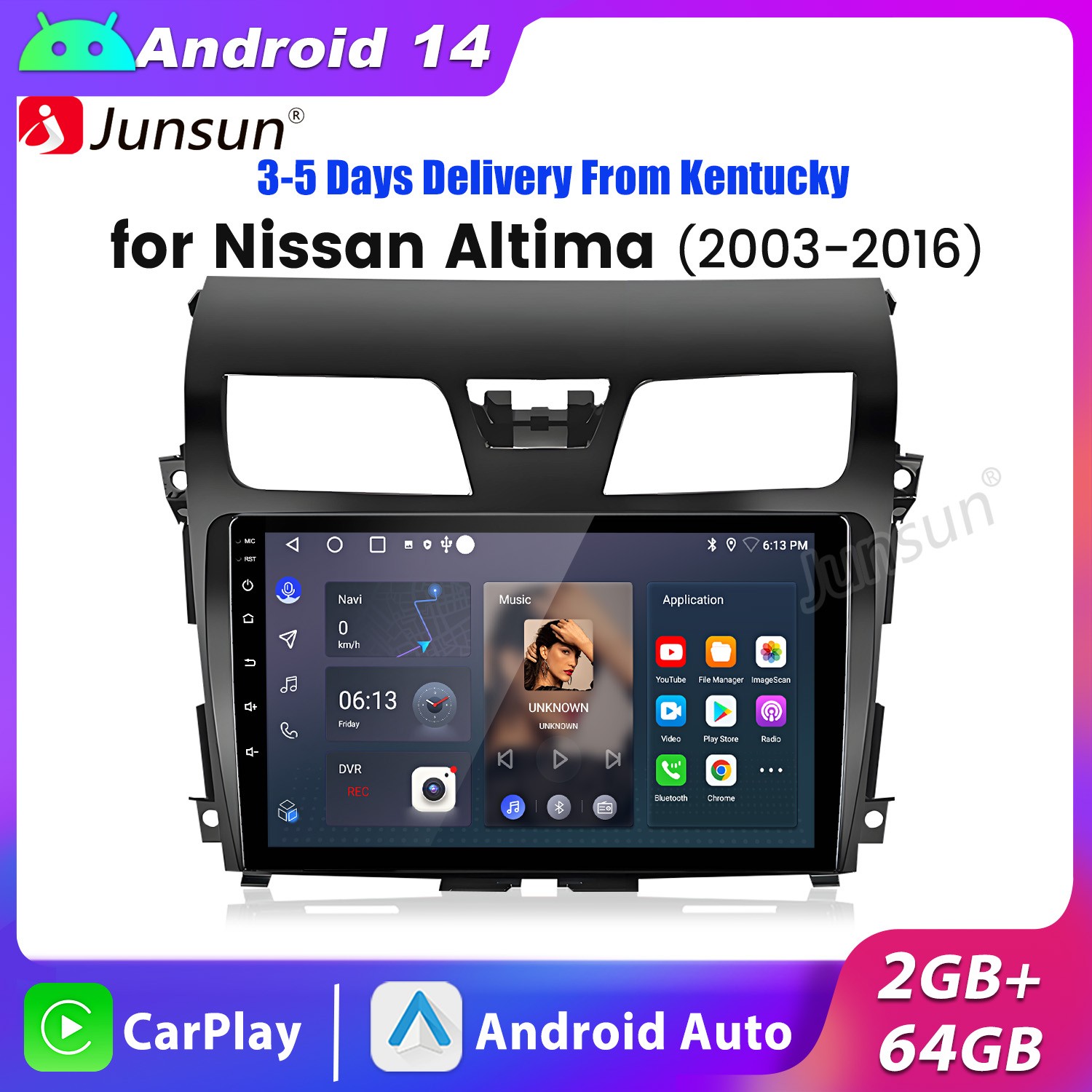For Nissan Altima 2013-18 Android 14 2+64GB Carplay Car Stereo Radio BT GPS Navi