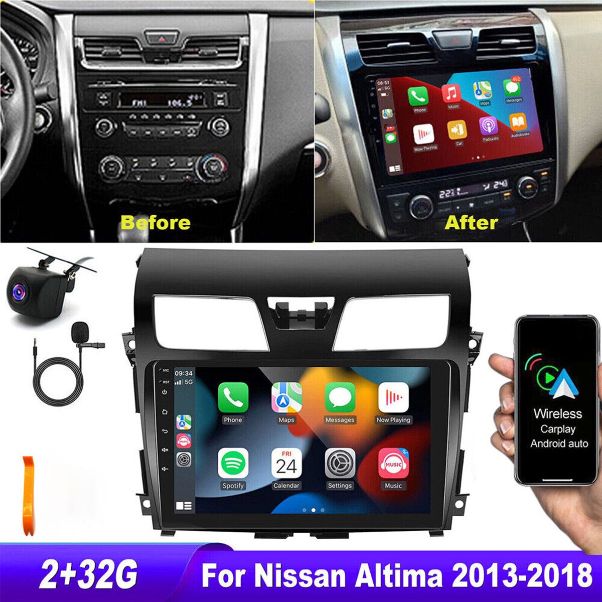 For 2013-2015 Nissan Altima Car Radio Stereo Carplay 4+64G 10in FM Auto