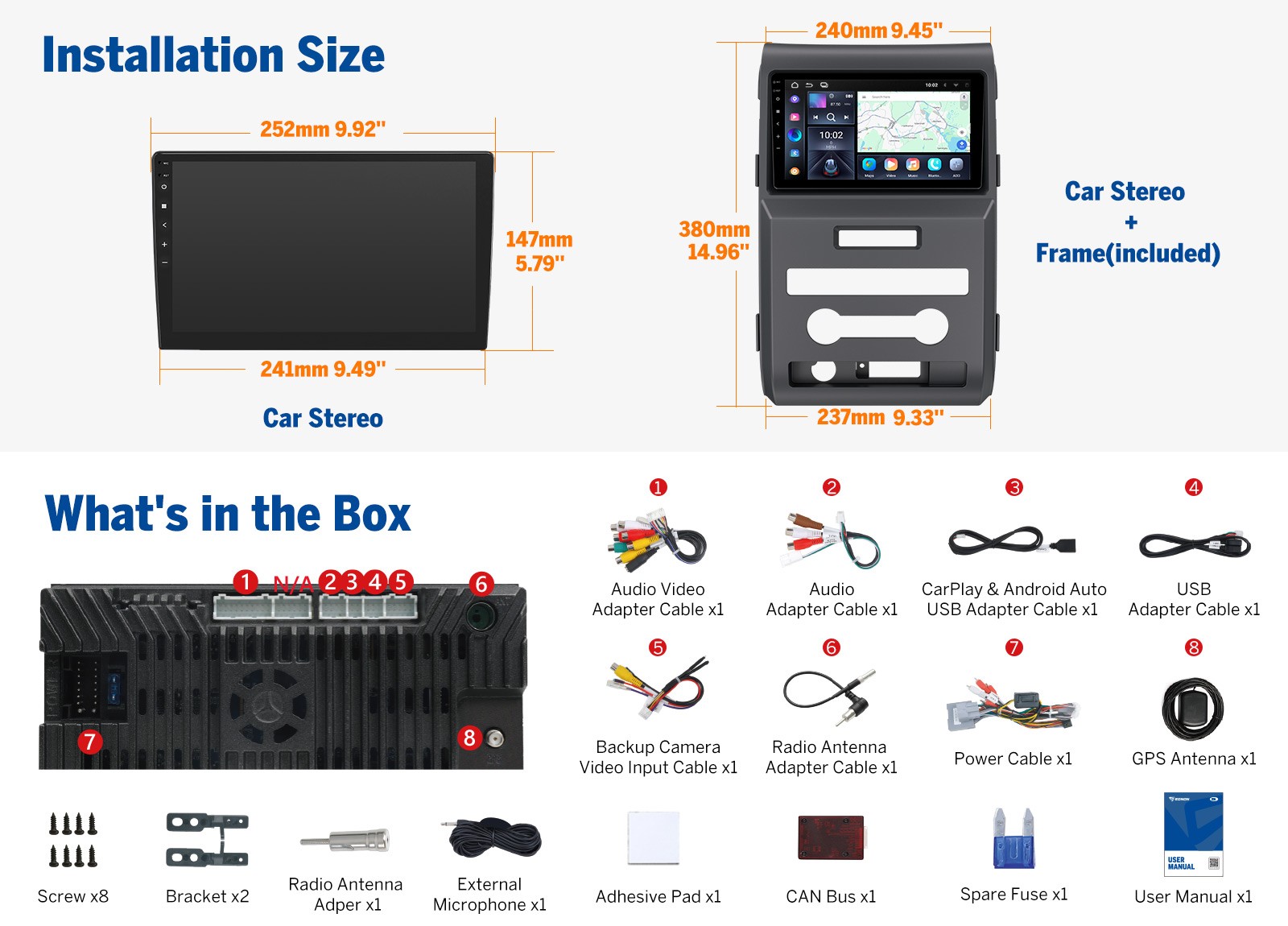 For 2009-2014 Ford F-150 9″ Android 14 4+64 Car Radio Stereo CarPlay Plug & Play