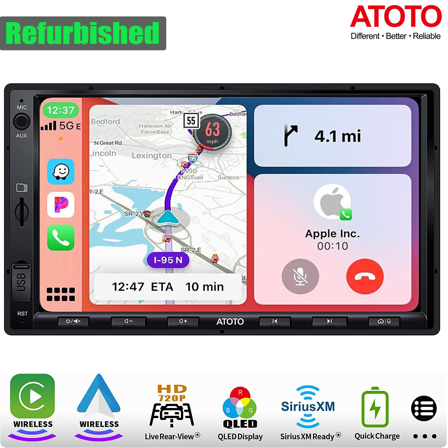 ATOTO F7XE 7″ 2DIN Bluetooth Car Stereo SXM Radio Wireless CarPlay/Android Auto