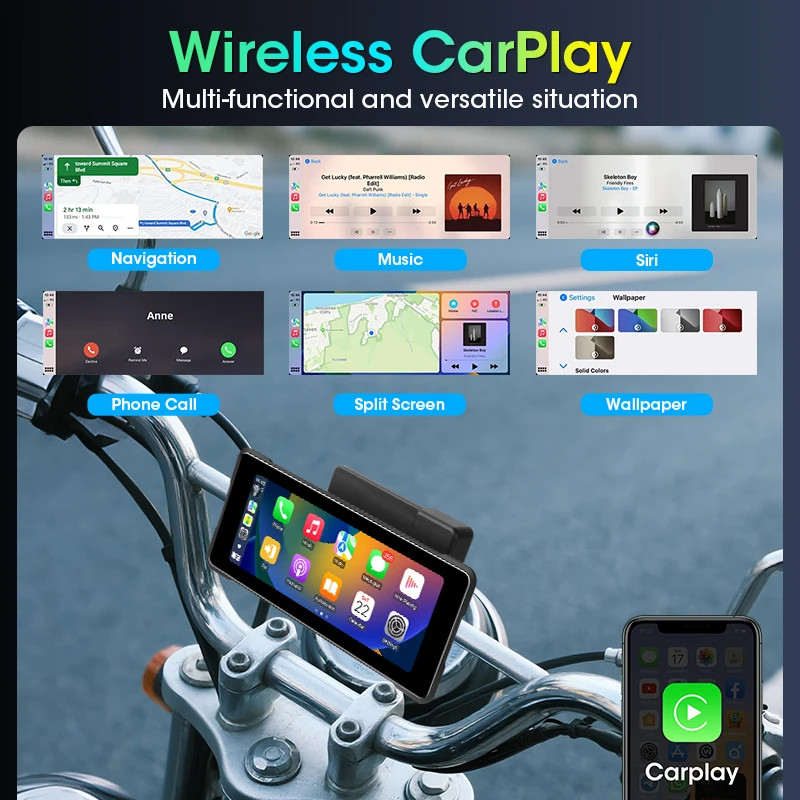 Janstie New Motorcycle CarPlayGPS Portable Digital Moto Dashboard Display Screen